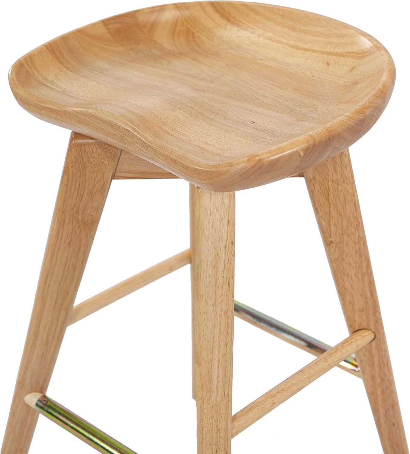 24" Bali Swivel Counter Height Barstool Hardwood/Natural - Boraam: Flared Legs, Backless Design