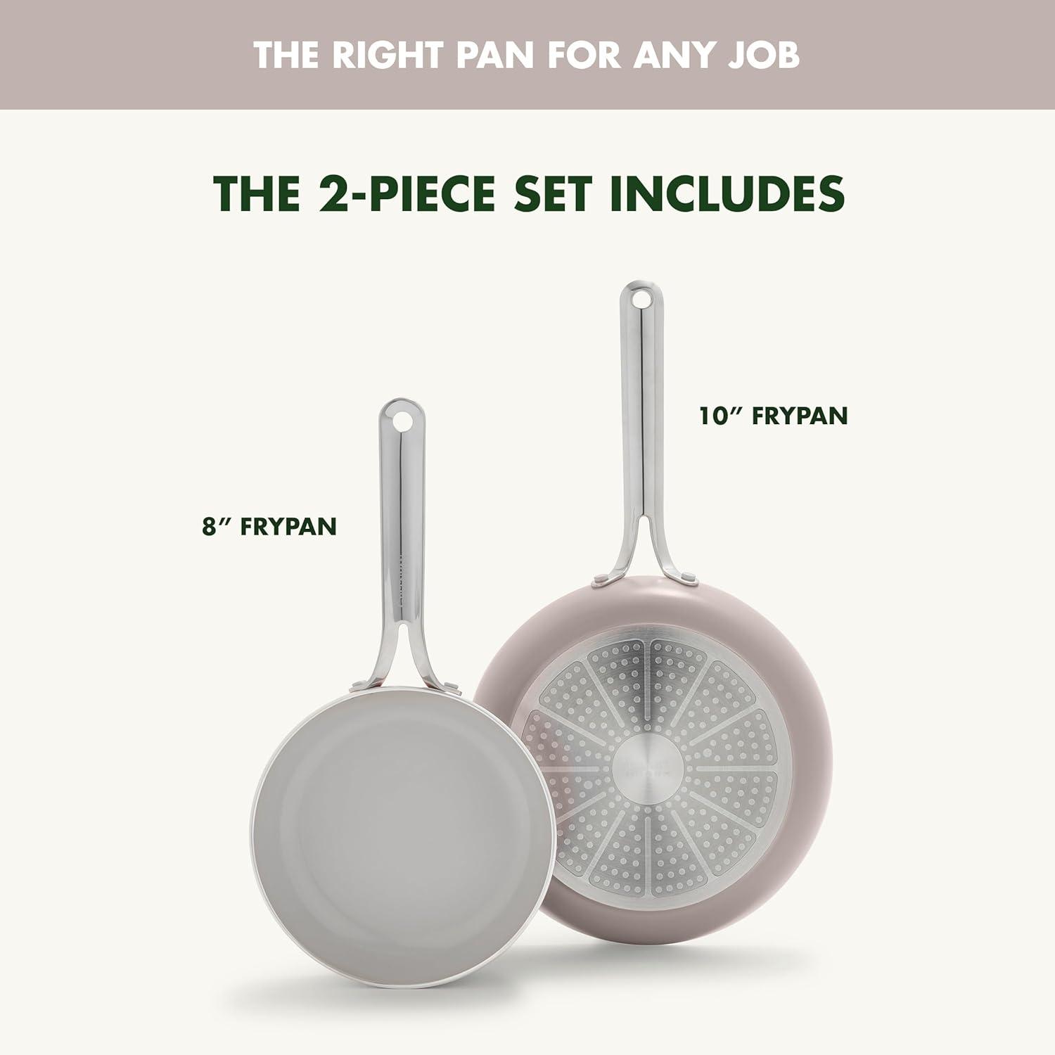 GreenPan Nova 2pk Aluminum Ceramic Nonstick Fry pan Set with Stainless Steel Handle