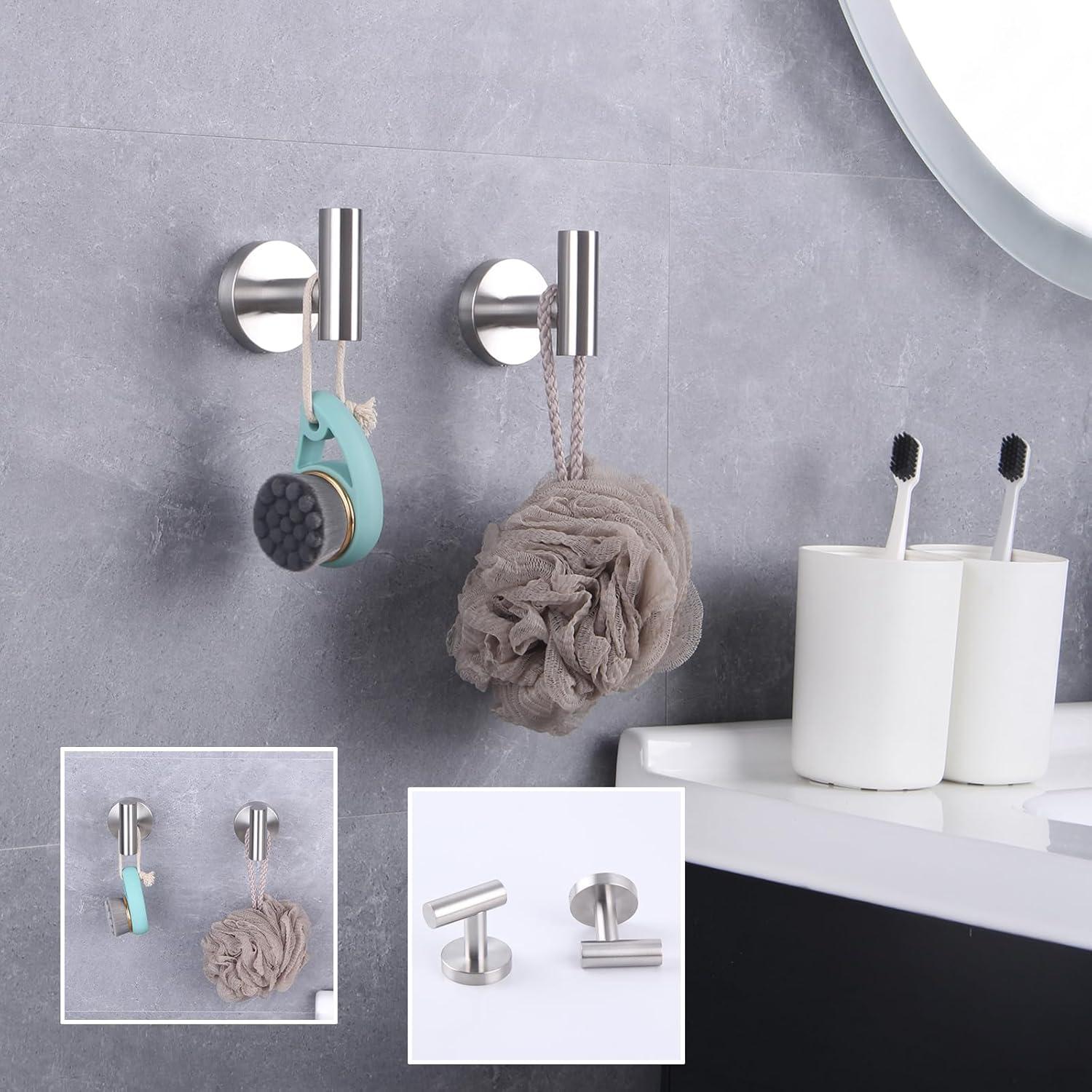 Bathroom Towel Hook SUS 304 Stainless Steel Single Coat/Robe Clothes Hook for Bath Kitchen Contemporary Hotel Style Wall Mounted 2 Pack Brushed Finish