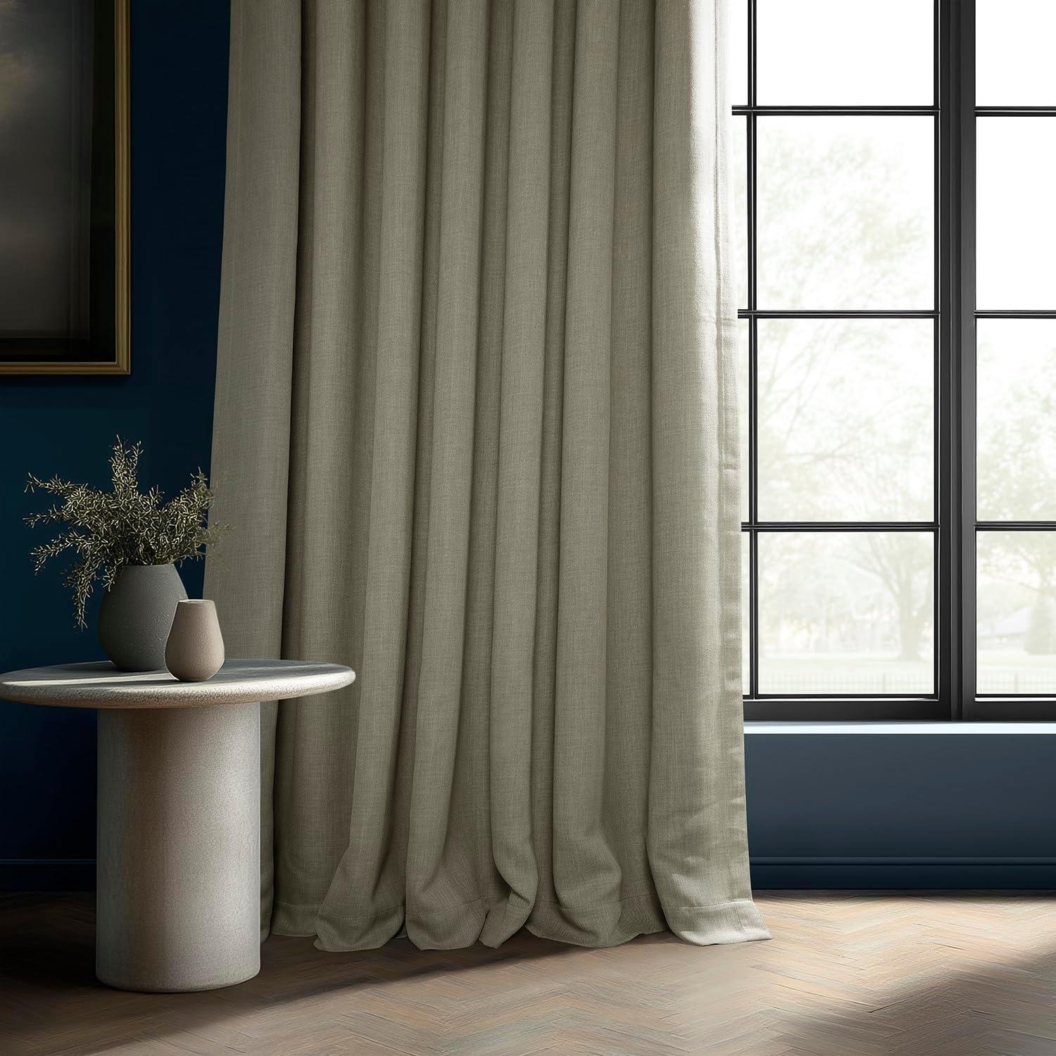 HPD Half Price Drapes Oatmeal Faux Linen Room Darkening Curtains for Bedroom & Living Room Curtains (1 Panel), Door & Window Curtains 108 inches long, Rod Pocket curtains & drapes, 50W X 108L