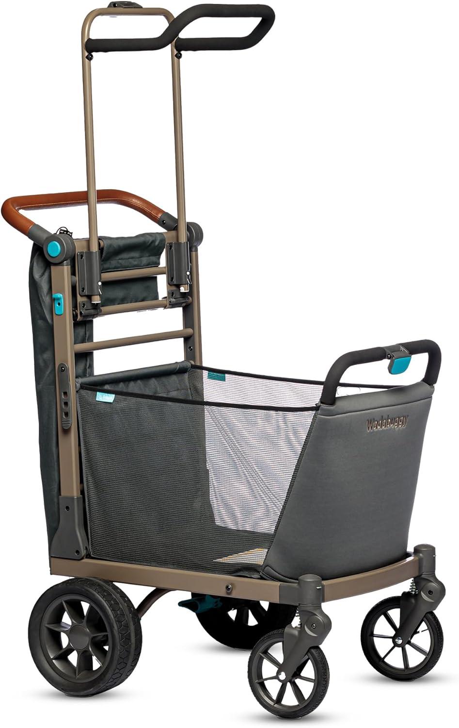 Wadabuggy Premium Vagón de Playa, Carrito, Estante para Sillas, Funda para Sombrilla, Cesta de Almacenamiento, Plegado Compacto, Adulto, Gris