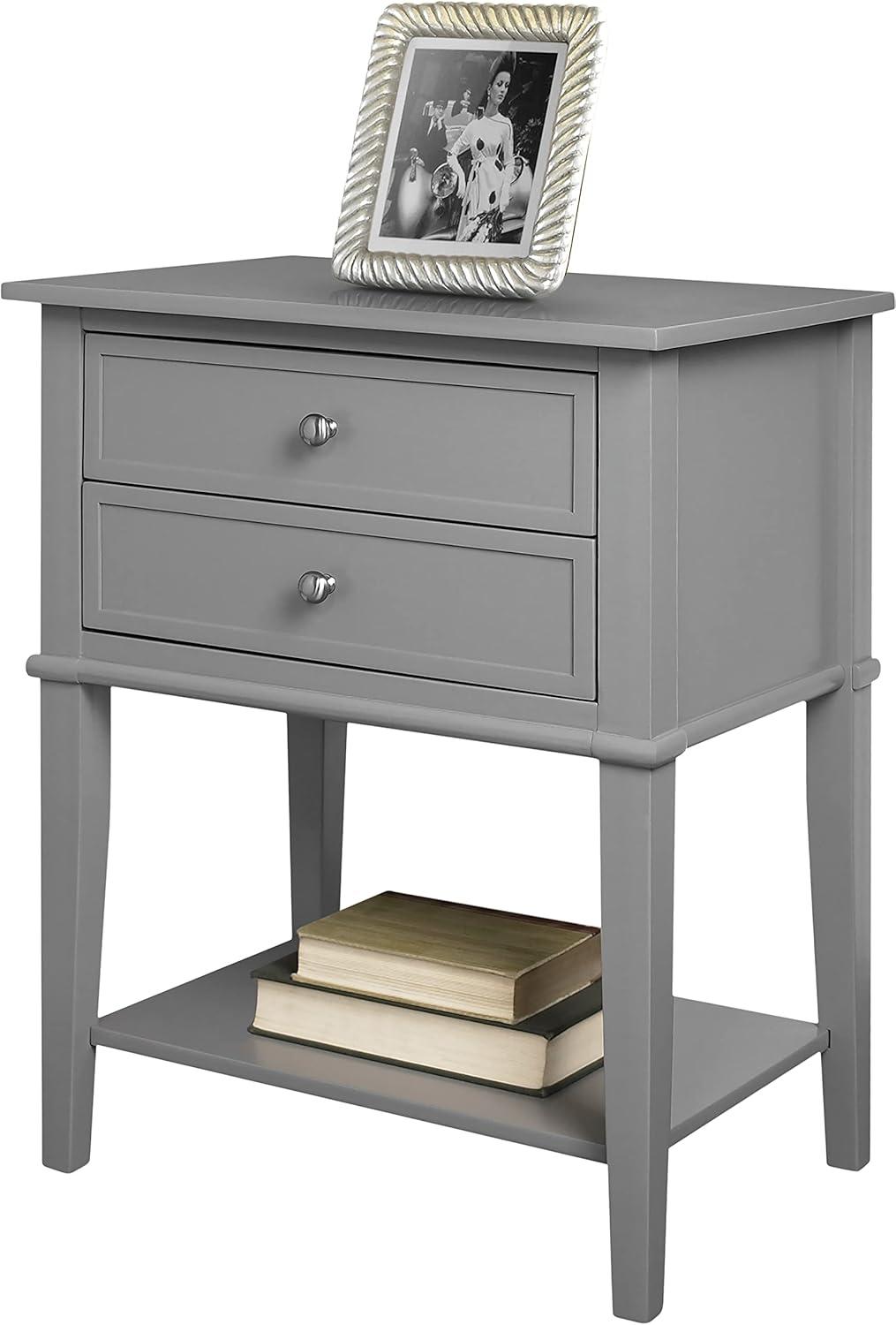 Ameriwood Home Franklin Nightstand Table with 2 Drawers and Lower Shelf