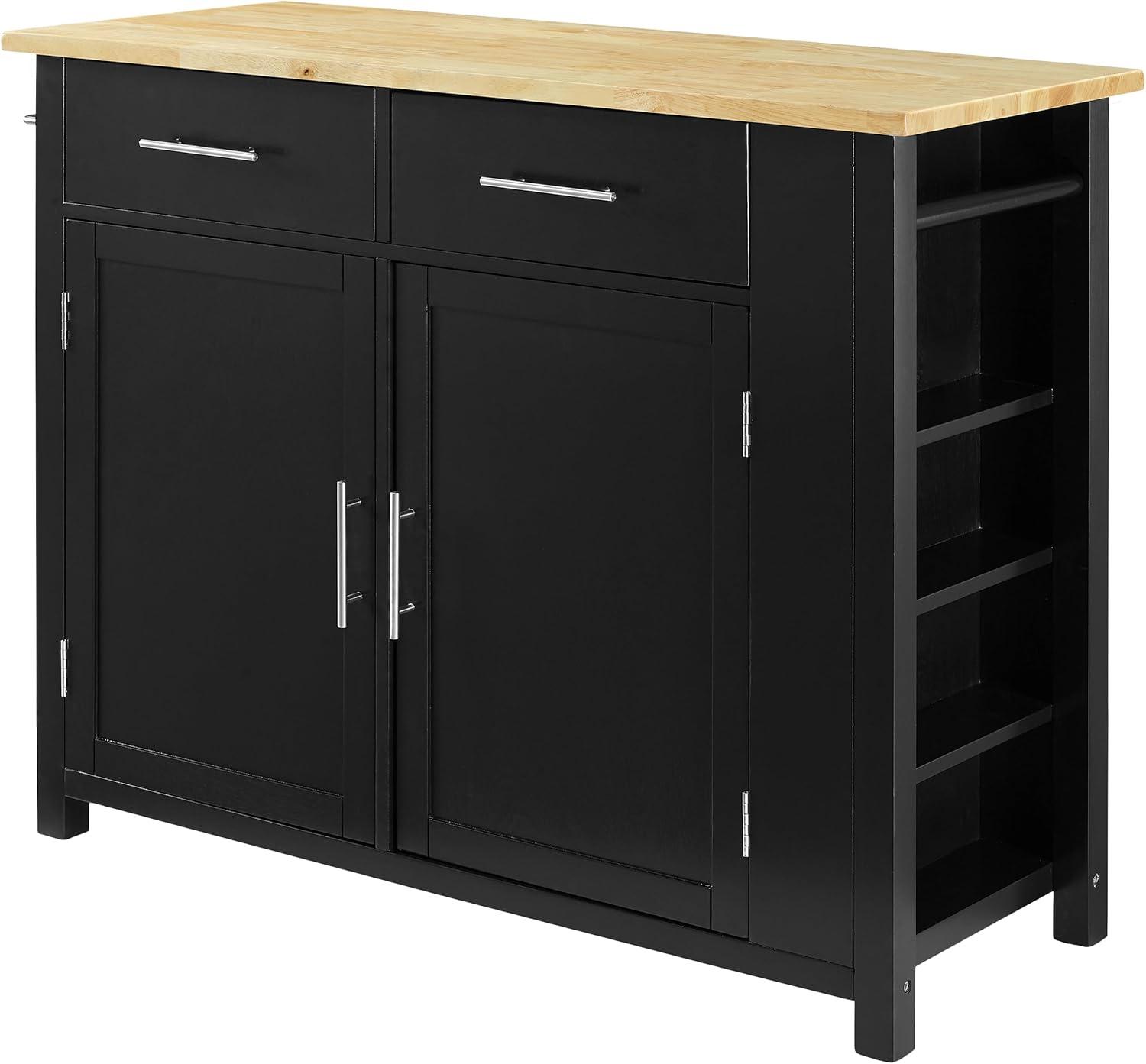 Crosley Savannah Wood Top Kitchen Island Cart in Black