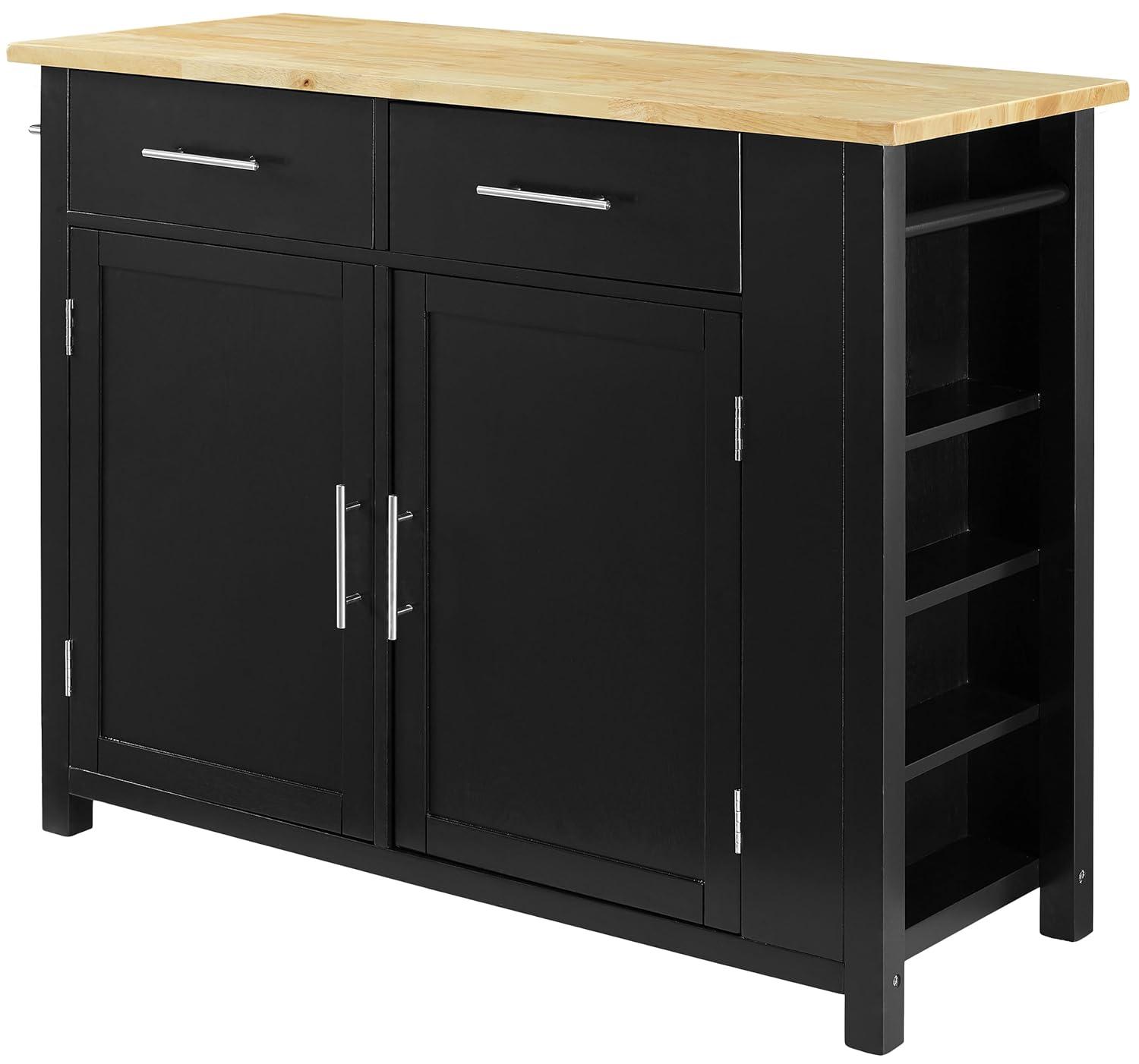 Crosley Savannah Wood Top Kitchen Island Cart in Black