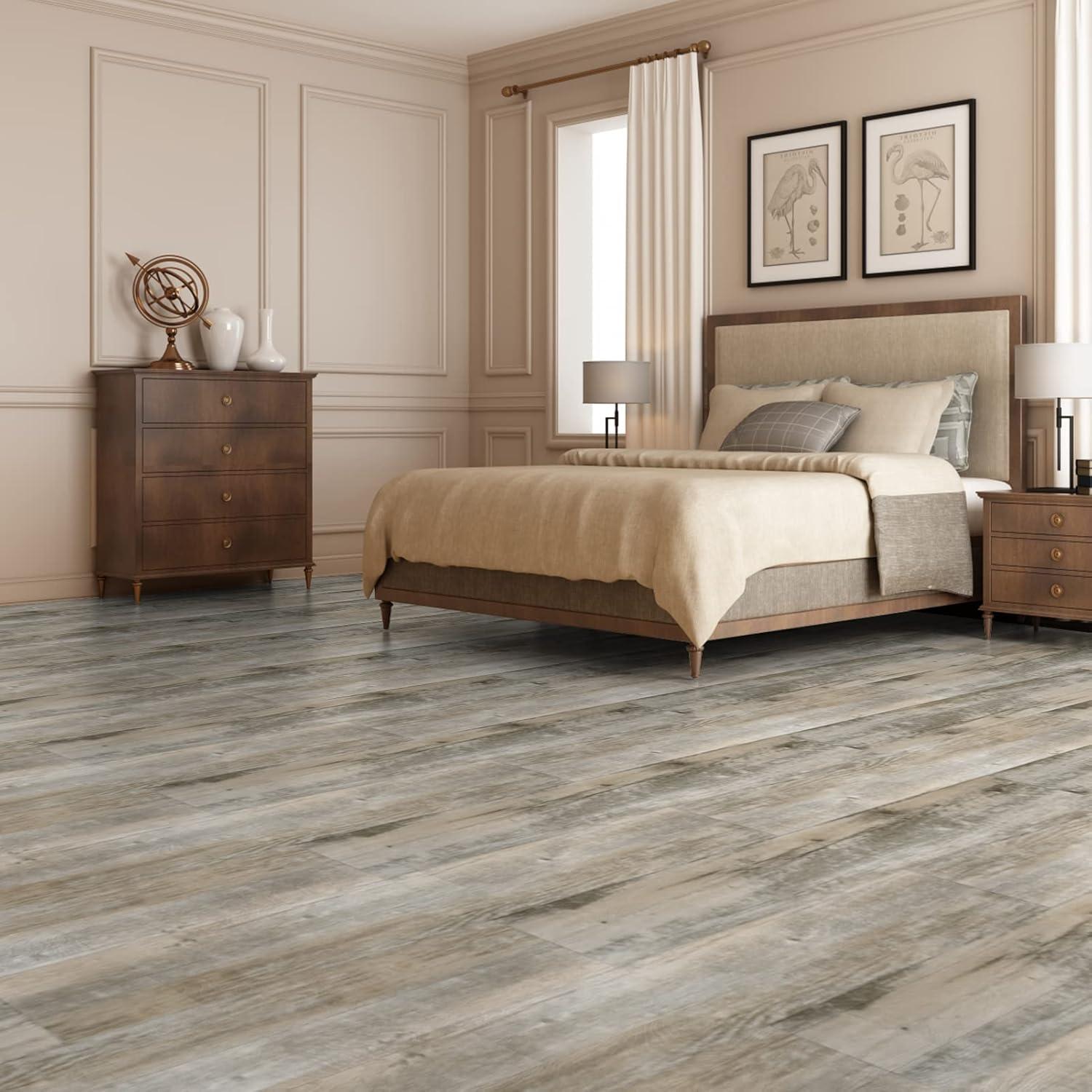 Rustic Brown Vinyl Peel and Stick Waterproof Floor Tiles