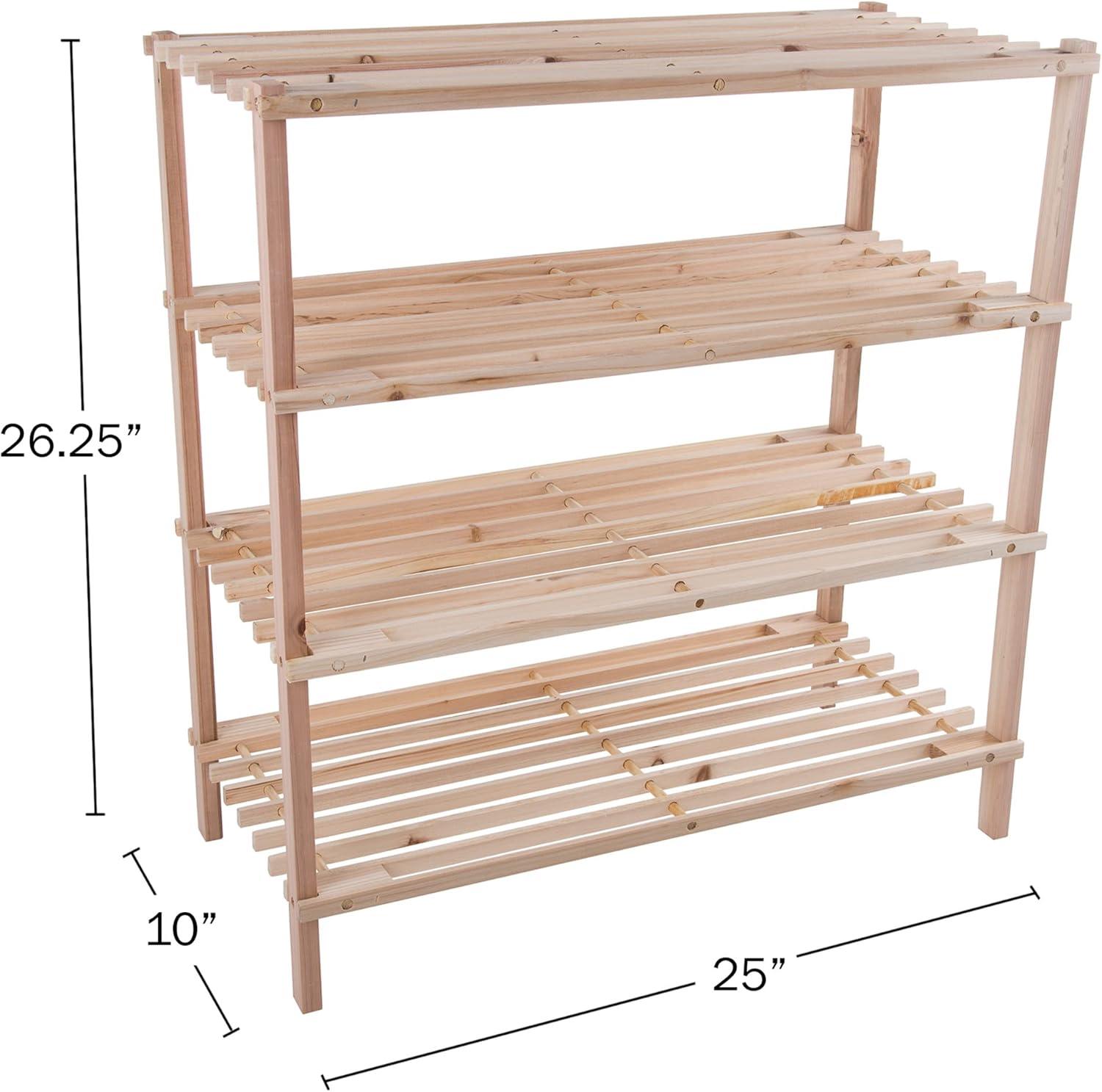 Rustic Light Oak Woodgrain 4-Tier Freestanding Shoe Rack