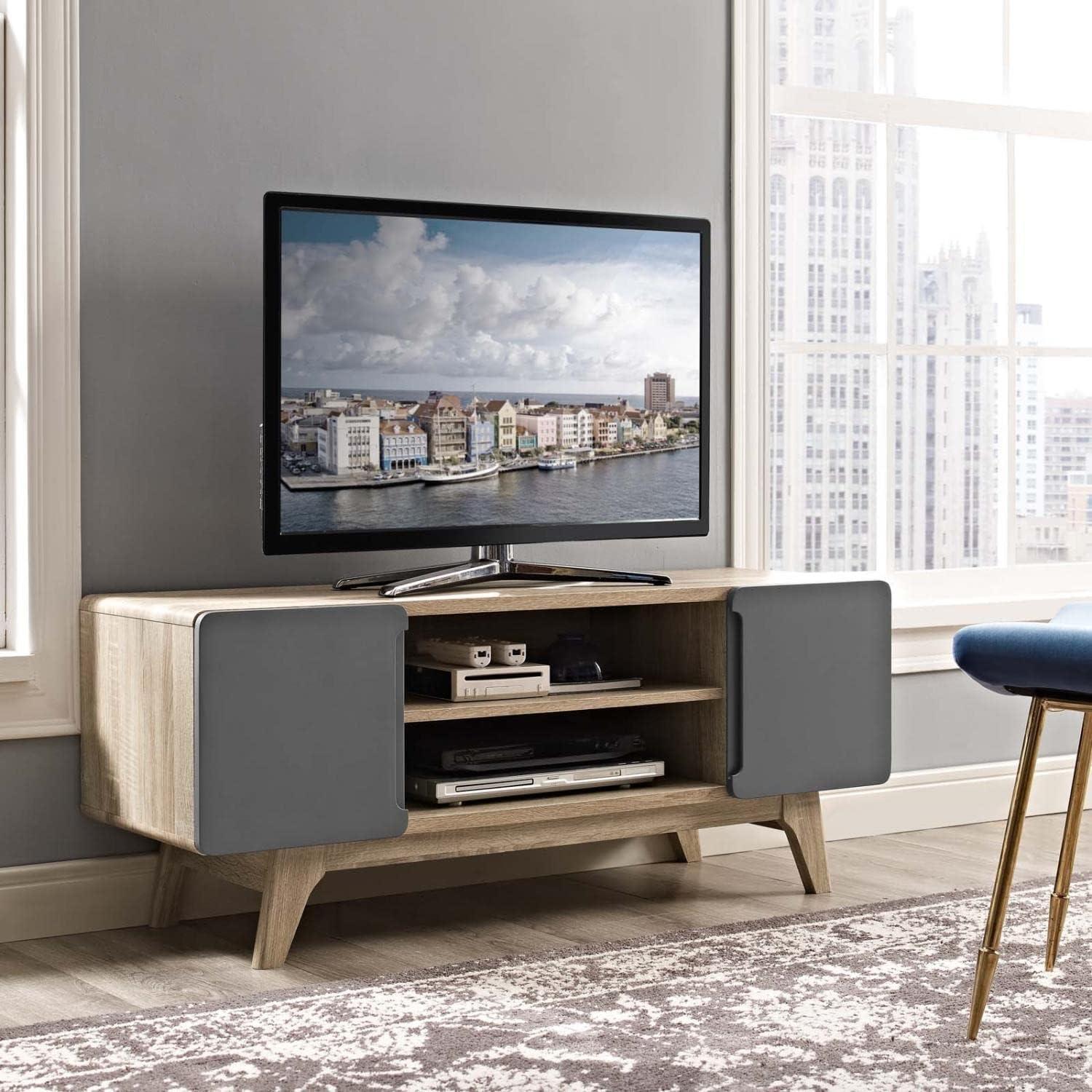 Natural Gray 47 Inch Mid-Century Modern TV Stand