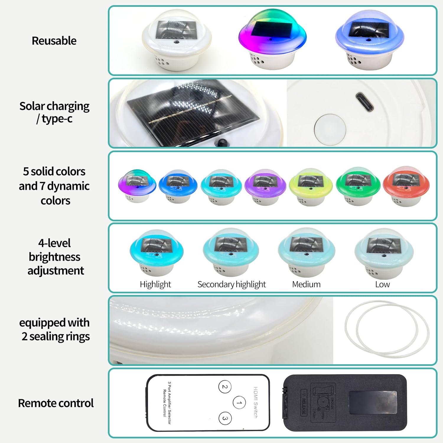 Solar Powered RGB Color Changing Floating Pool Lights