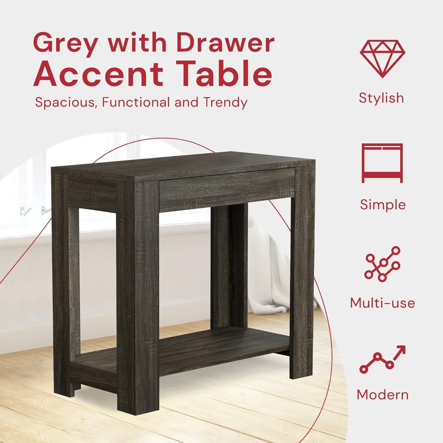 TJVNLDE & Co. - Dark Gray Night Stands for Bedrooms  Metal Small Tables for Small Spaces  Use As    End   or Bedside Tables  with Secret Top Drawer  11.4 x 20 x 24 Inches