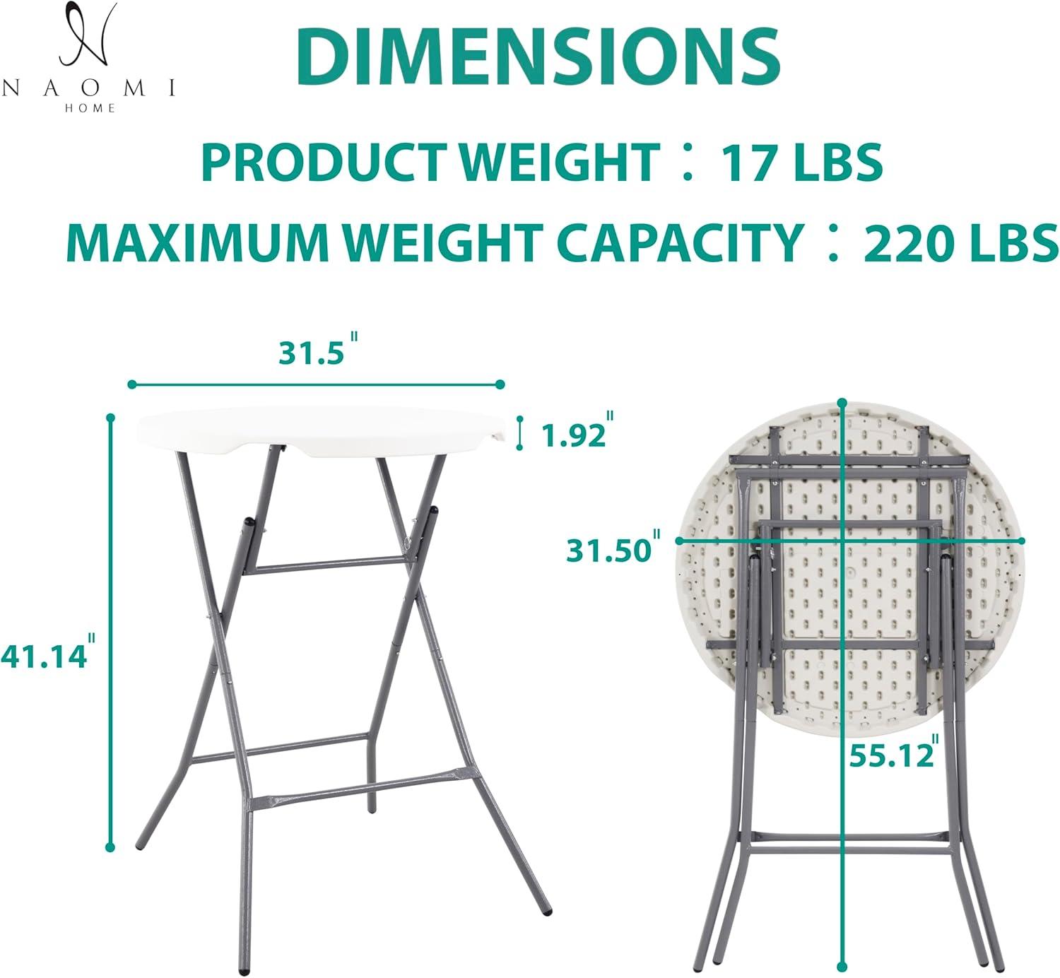 6ft Folding Table Multipurpose Foldable Dinner Table Portable Folding Rectangular Resin Table for Outdoor Camping Picnic Party by Naomi Home - White