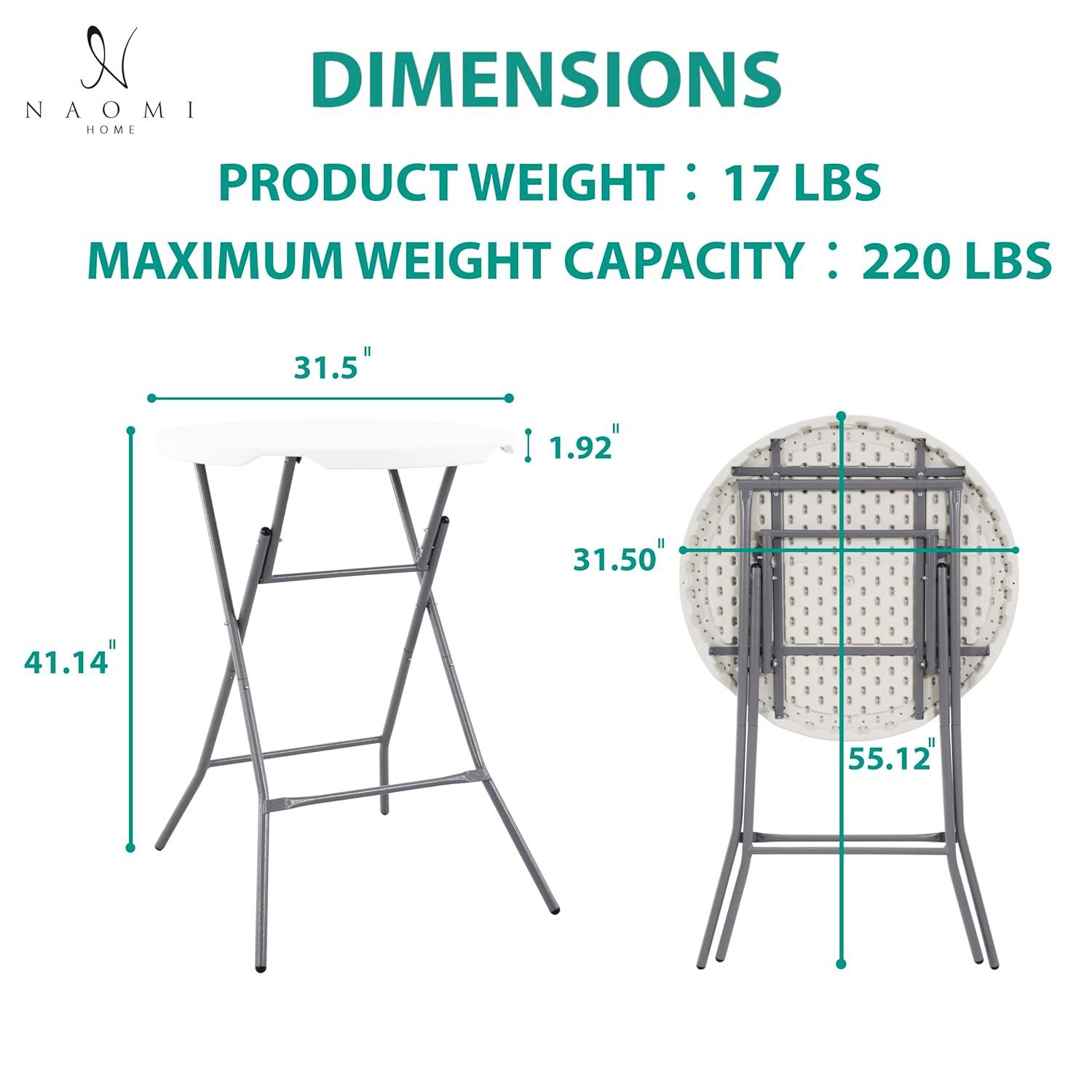 6ft Folding Table Multipurpose Foldable Dinner Table Portable Folding Rectangular Resin Table for Outdoor Camping Picnic Party by Naomi Home - White