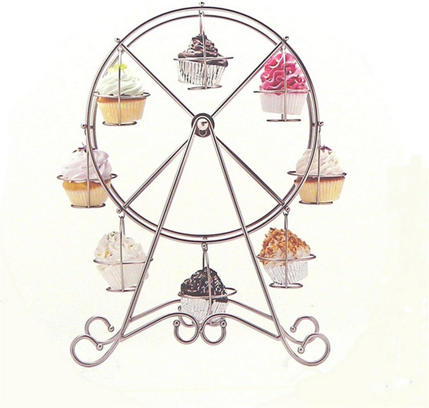 ASkinds Ferris Wheel Cupcake Stand Dessert Serving Tray, Ferris Wheel Cupcake Stand for Carnival and Circus Theme Party Wedding Party Furnishing Accessories (Silvery)