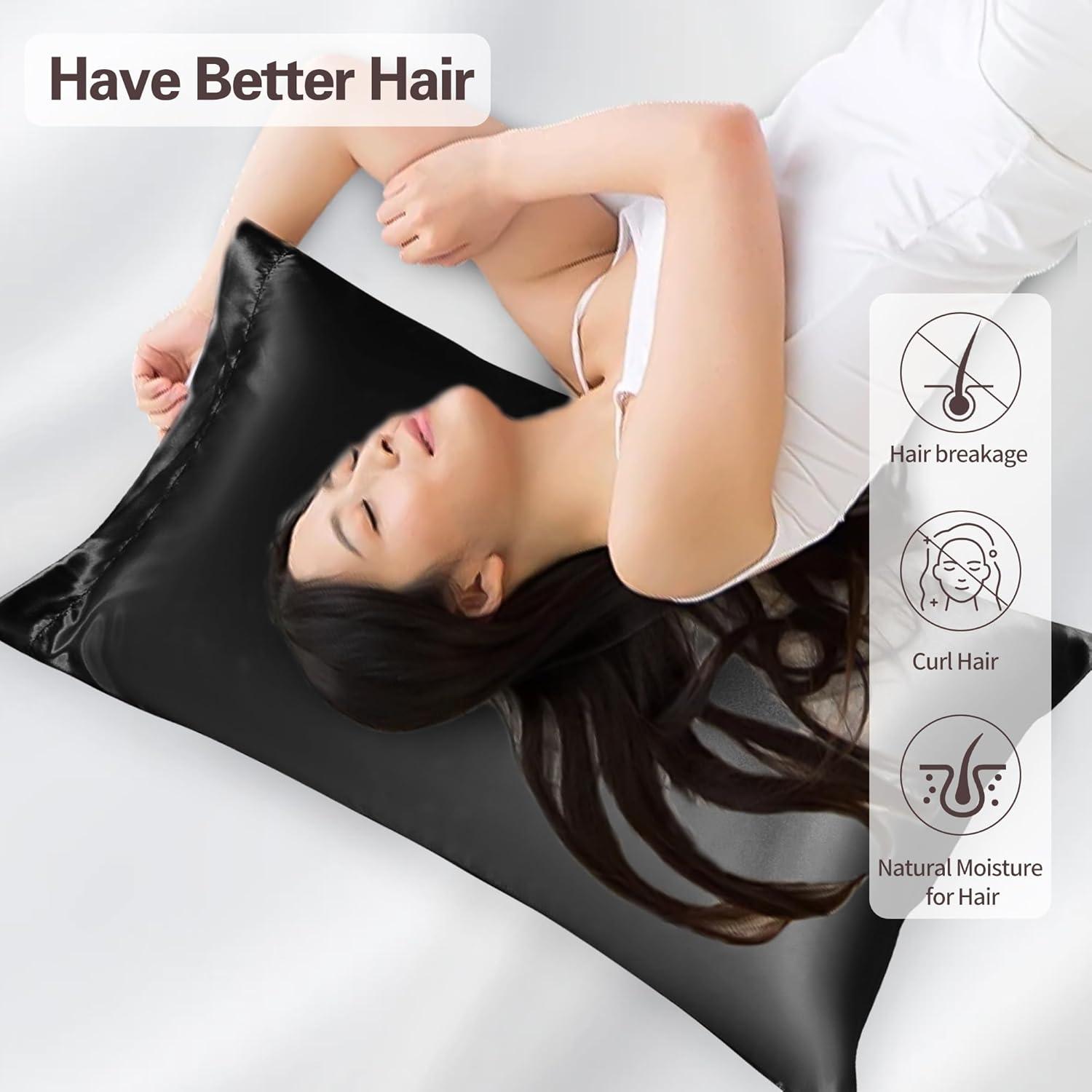 ANMINY Satin Pillowcase Set of 2 Standard Silk Bedding Pillowcases 26" x 20" Pillow Cover, White