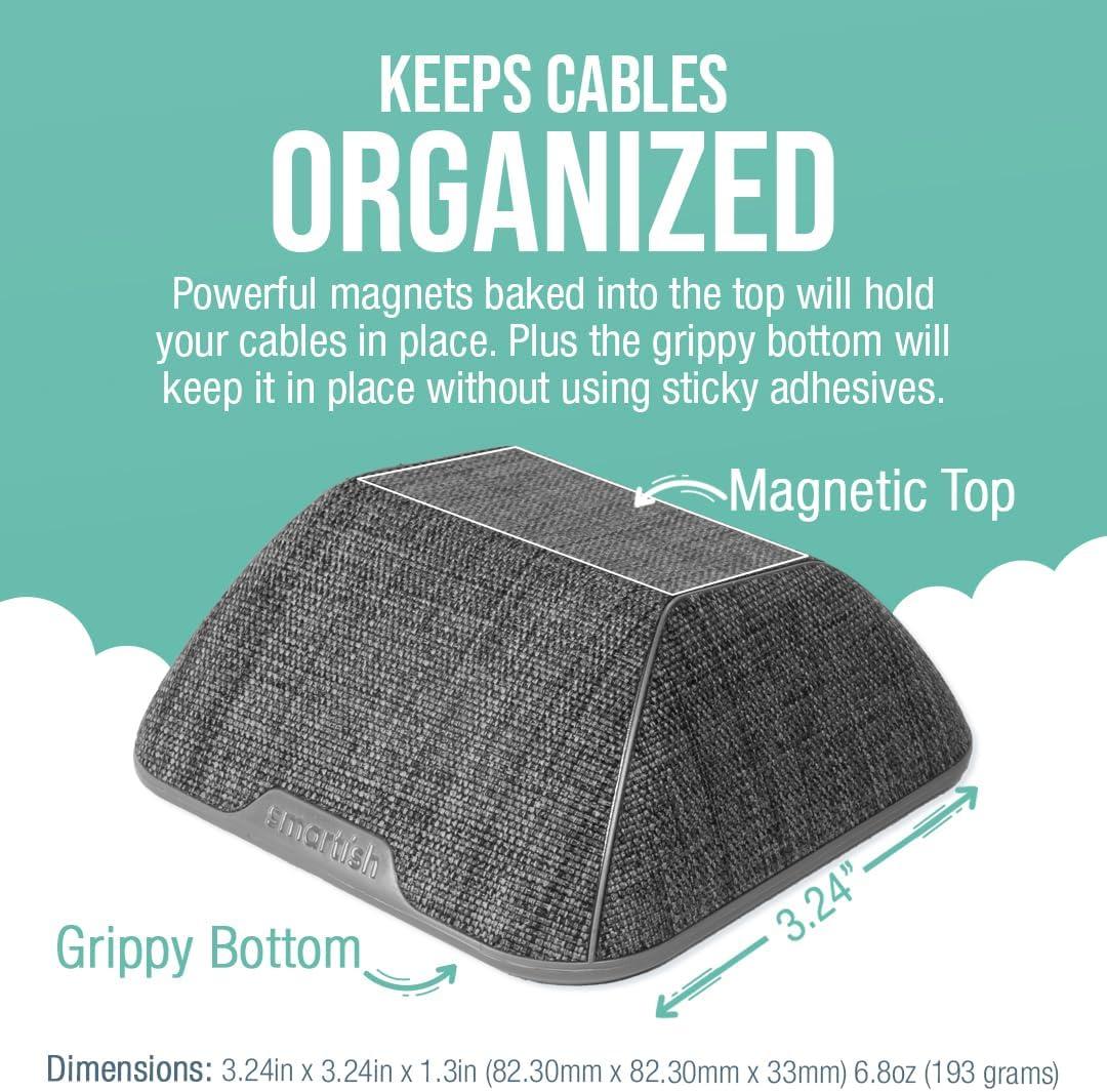 Smartish Magnetic Cord Holder - Cable Wrangler Organizer with Magnet Clips for Charger Management on Desktop, Nightstand, or Side Table - No. 2 Pencil Gray