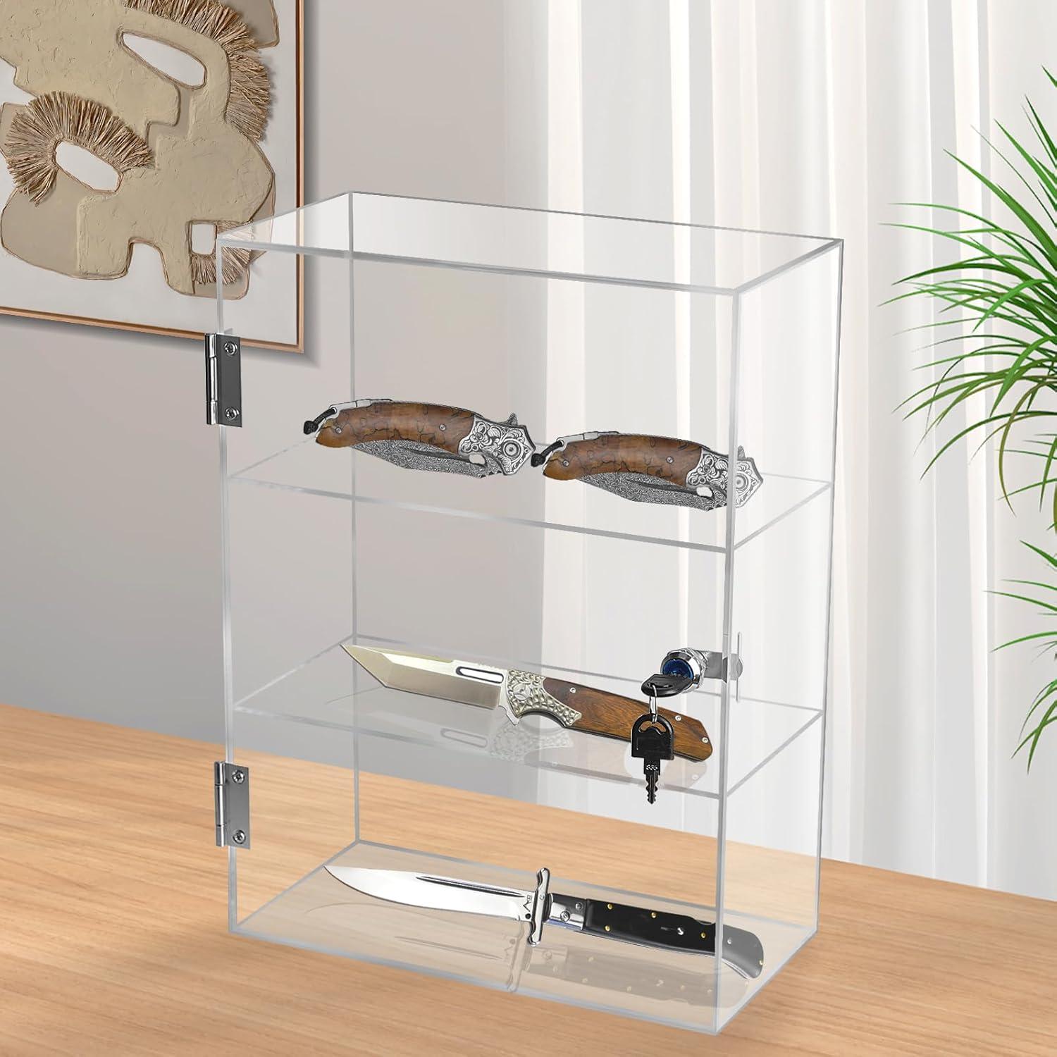 Clear Acrylic Locking Countertop Display Case with Shelf