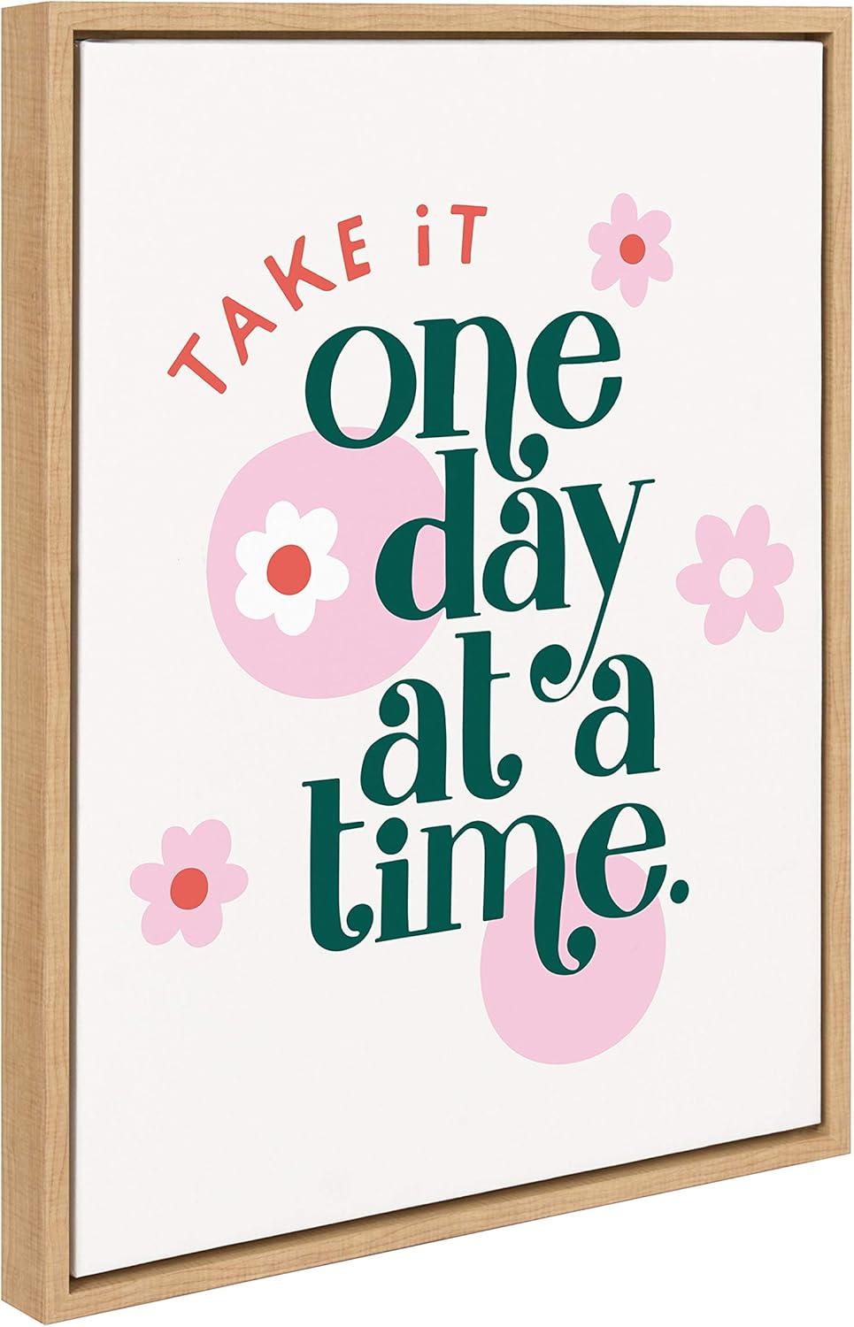 18" x 24" Sylvie Take It One Day At A Time Framed Canvas by Maria Filar - Kate & Laurel All Things Decor: Inspiring Quote Wall Art