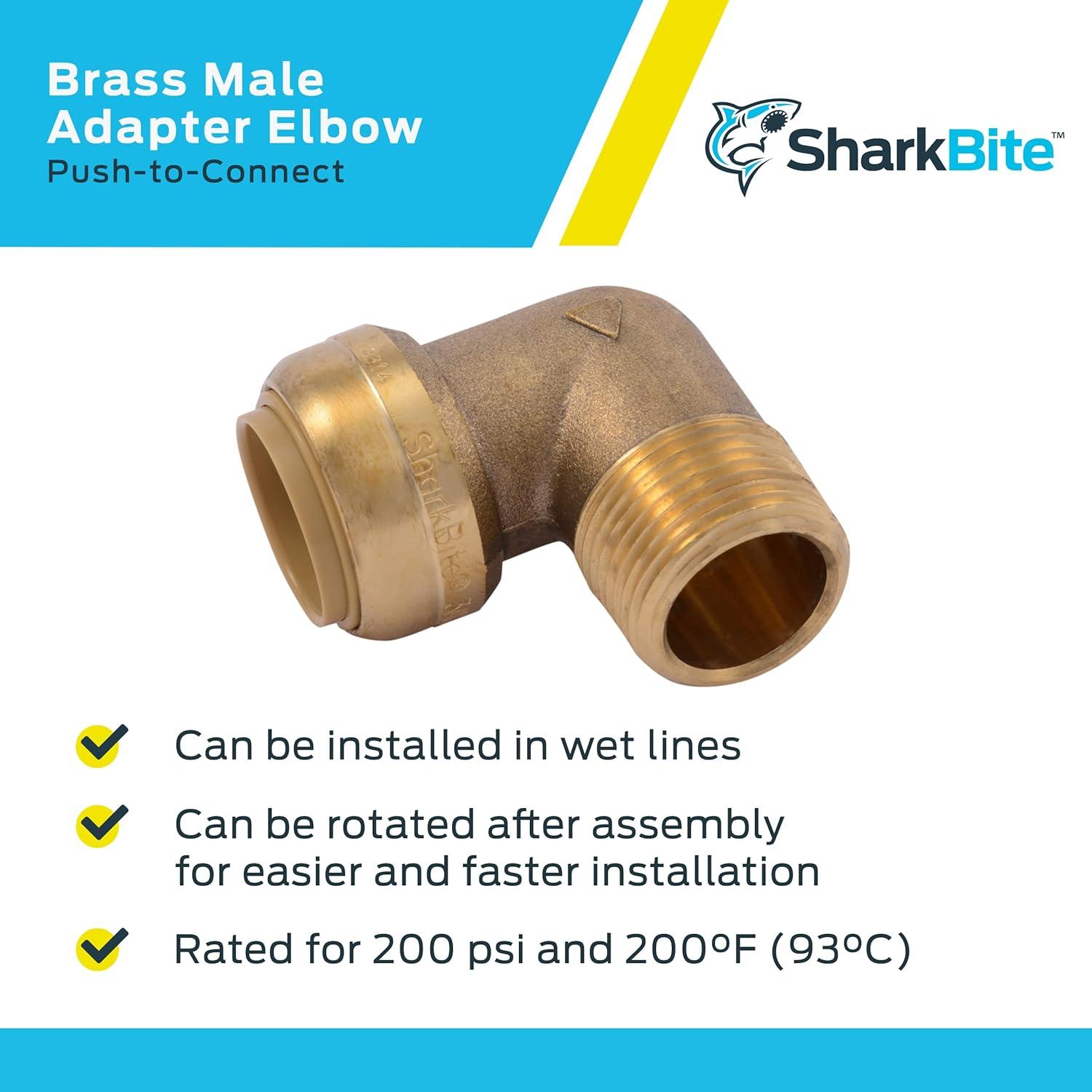 3/4 Inch Brass Push-to-Connect 90-Degree Elbow Fitting