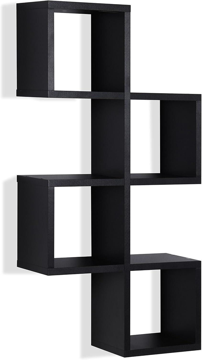 Danya B. 30" x 15.25" Cubby Chessboard Wall Shelf Black : Modern Laminated MDF, Versatile Display