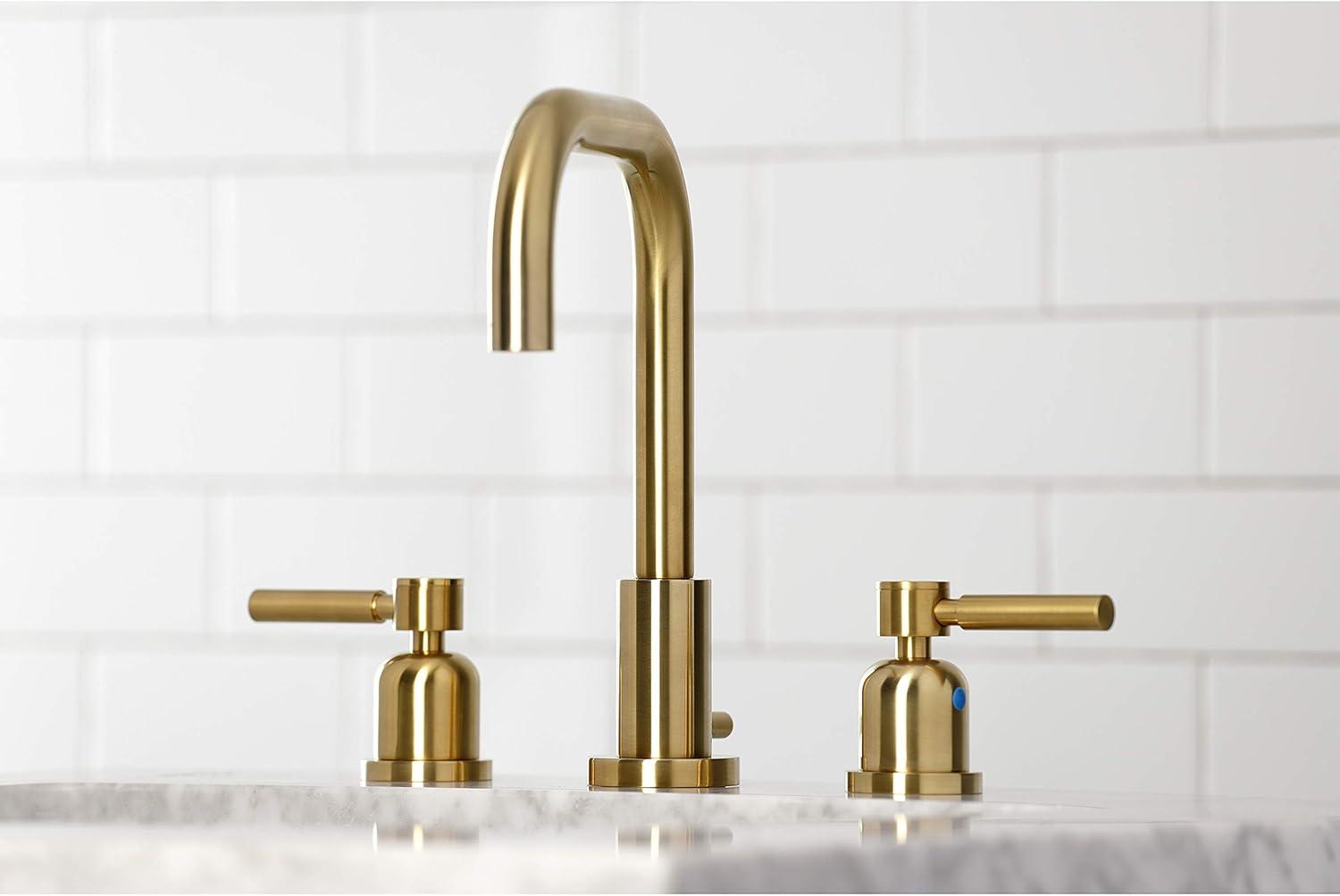 Kingston Brass Concord Two-Handle 3-Hole Deck Mount Widespread Bathroom Faucet with Brass Pop-Up Drain