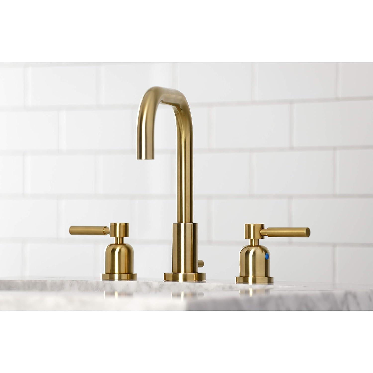 Kingston Brass Concord Two-Handle 3-Hole Deck Mount Widespread Bathroom Faucet with Brass Pop-Up Drain