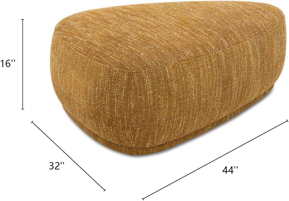 Jennifer Taylor Home Pebble 44" Rounded Triangle Cocktail Ottoman, Mustard Yellow Tweed