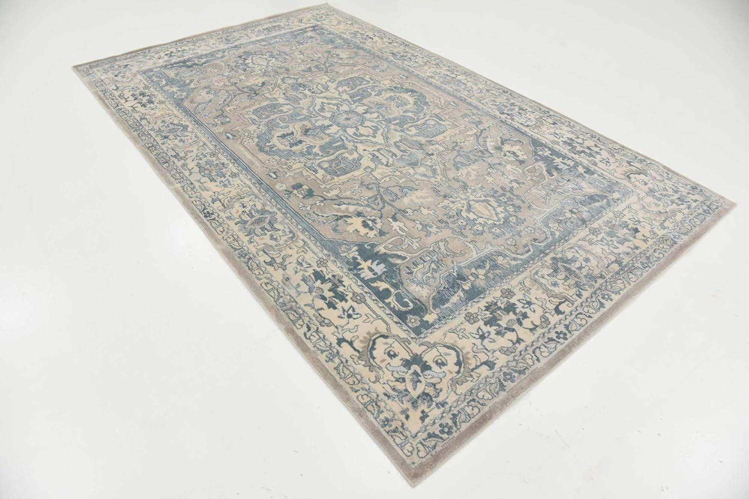 Unique Loom Paris Collection Area Rug - Louisa (5' 1" x 8' Rectangle Dark Gray/Beige)