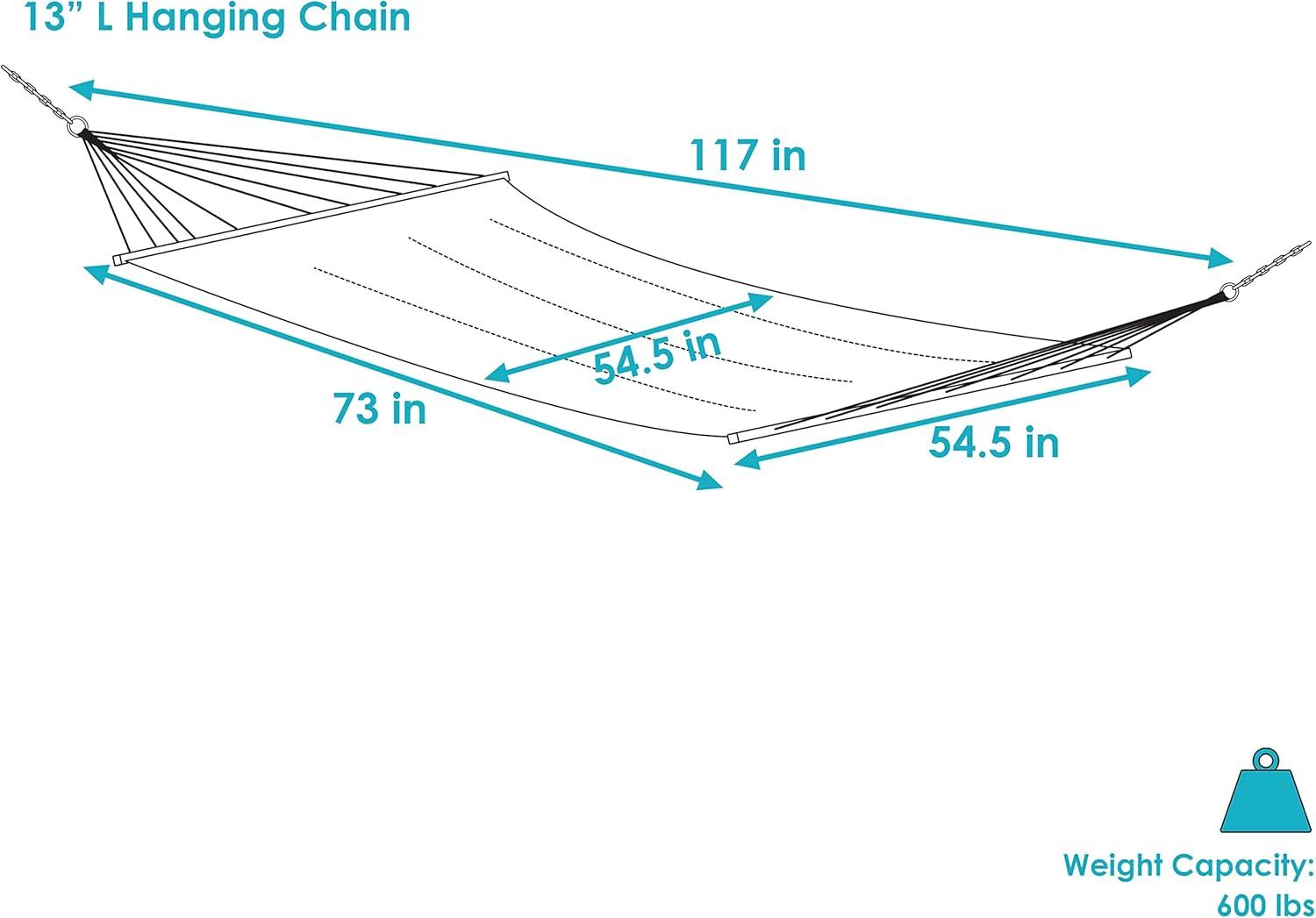 Sunnydaze Heavy-Duty 2-Person Woven Polyester Style Hammock with Crocheted edges and Wooden Spreader Bars - 600 lb Weight Capacity - Natural