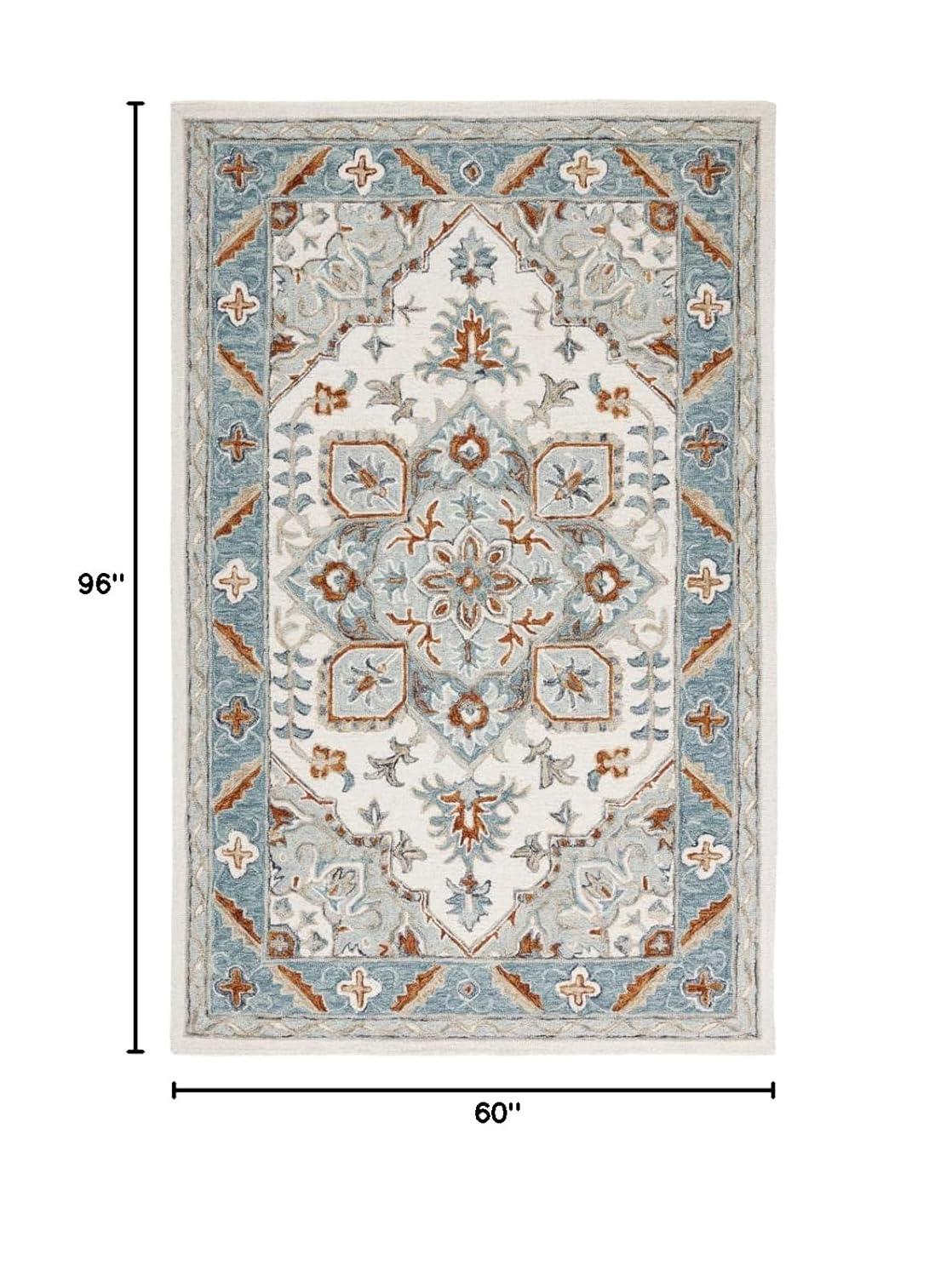 Metro MET352 Hand Tufted Indoor Area Rug - Ivory/Blue - 5'x8' - Safavieh