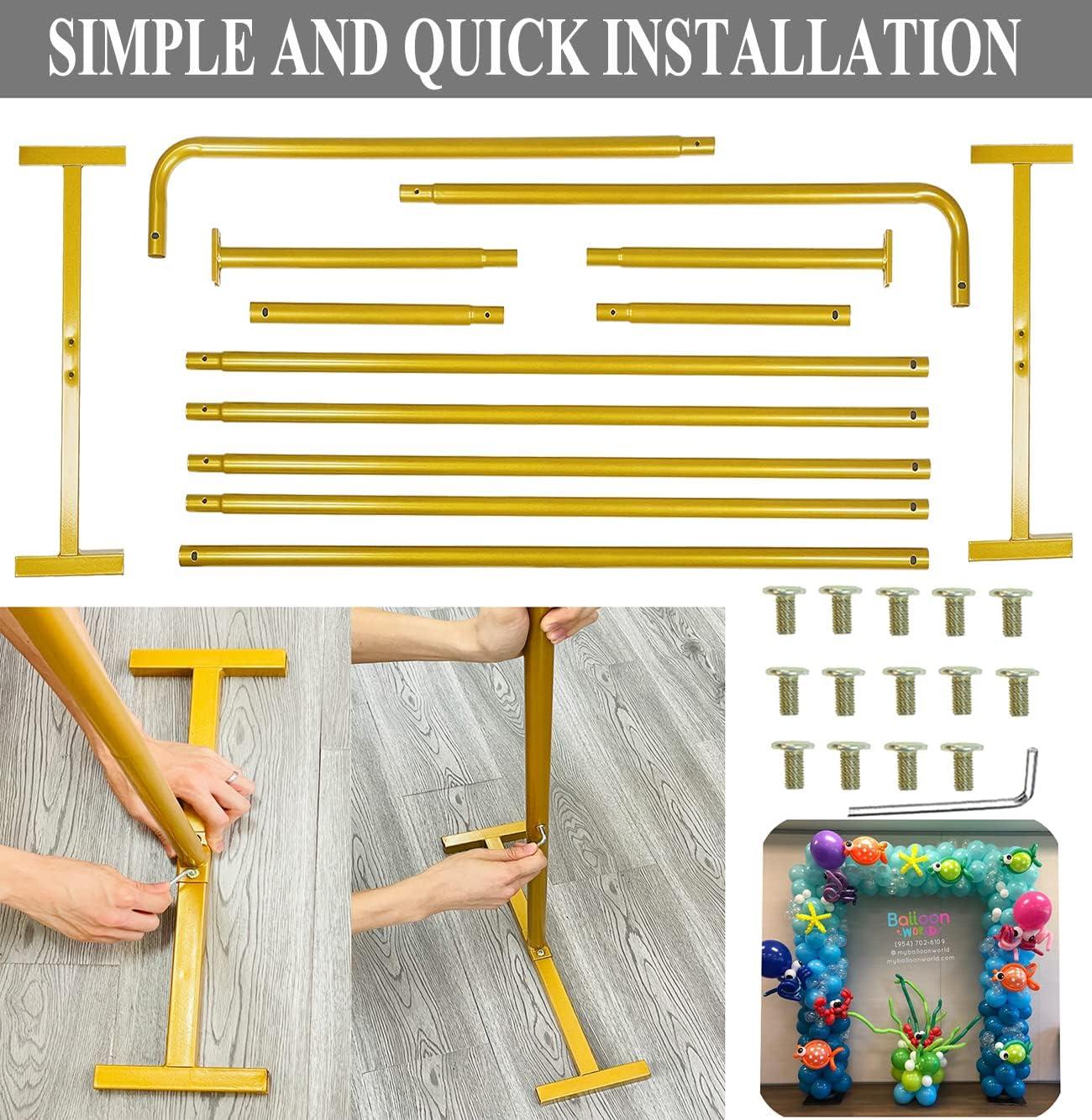 LANGXUN Heavy Duty Metal Square Backdrop Stand Arch for Wedding Birthday Graduation Decorations, Ceremony Reception, Event Party Supplies, Baby Shower Photo Booth Background Supplies (Black)