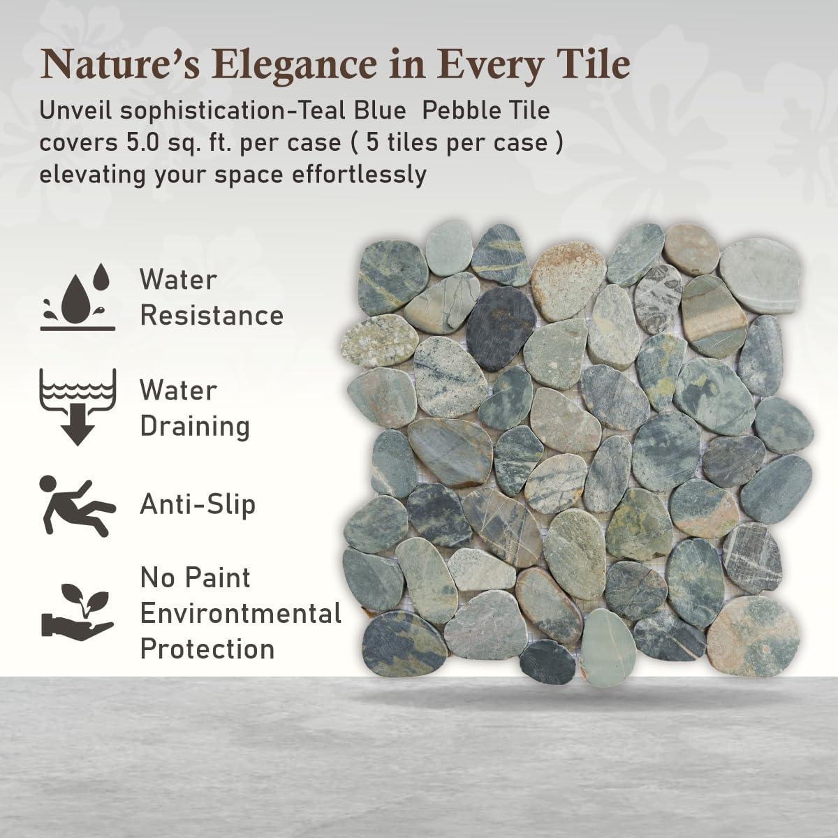 b.o.i Hawaii 12" x 12" Natural Stone Pebbles Mosaic Wall & Floor Tile