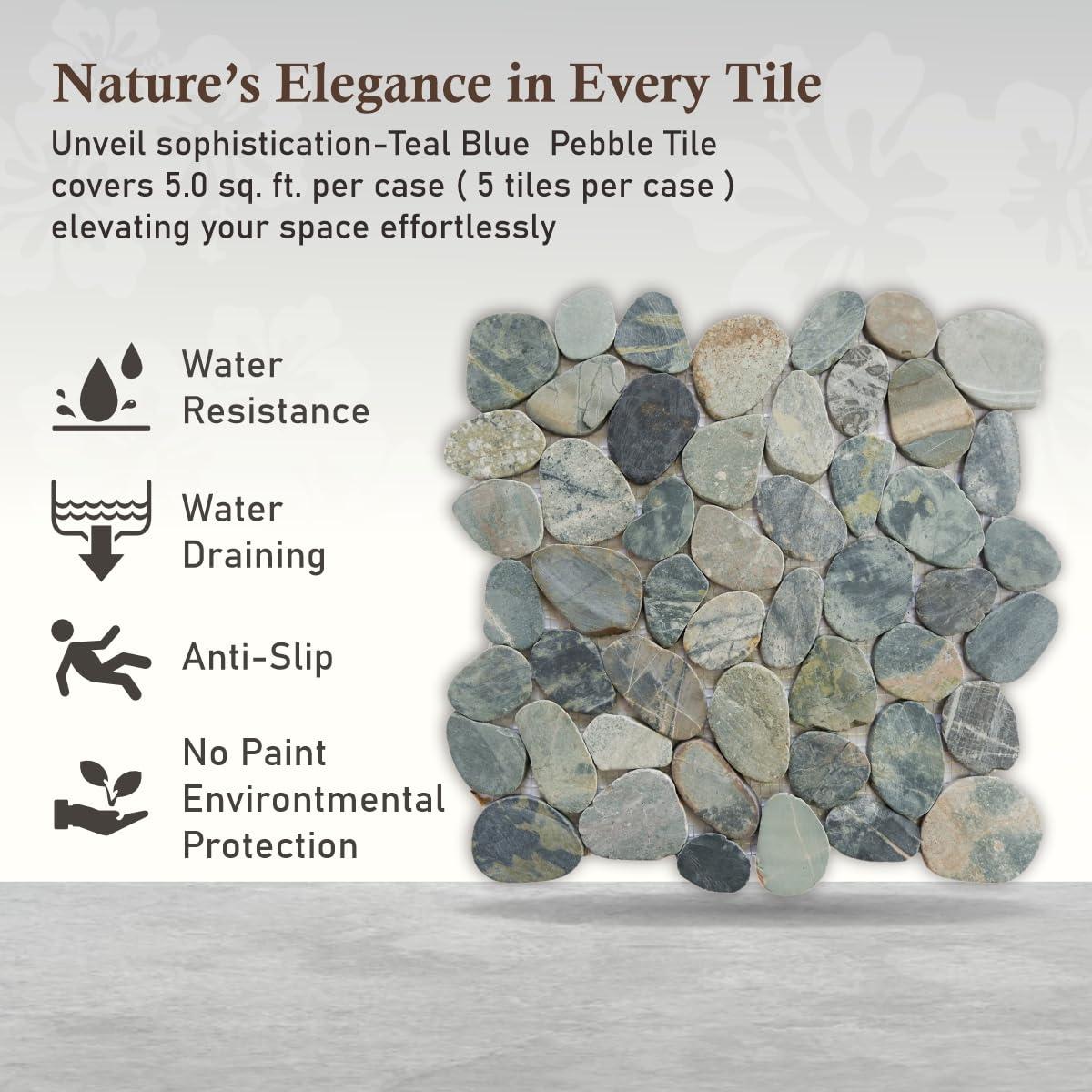 b.o.i Hawaii 12" x 12" Natural Stone Pebbles Mosaic Wall & Floor Tile