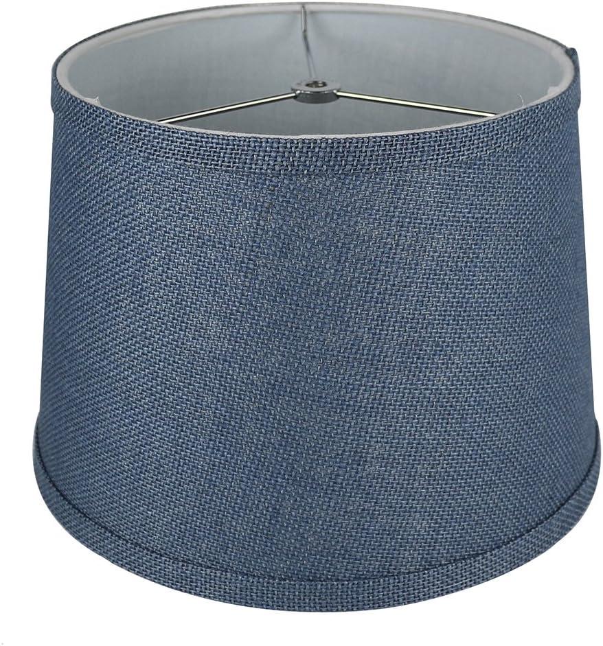 Denim Blue Burlap Drum Lampshade with Nickel Fitter
