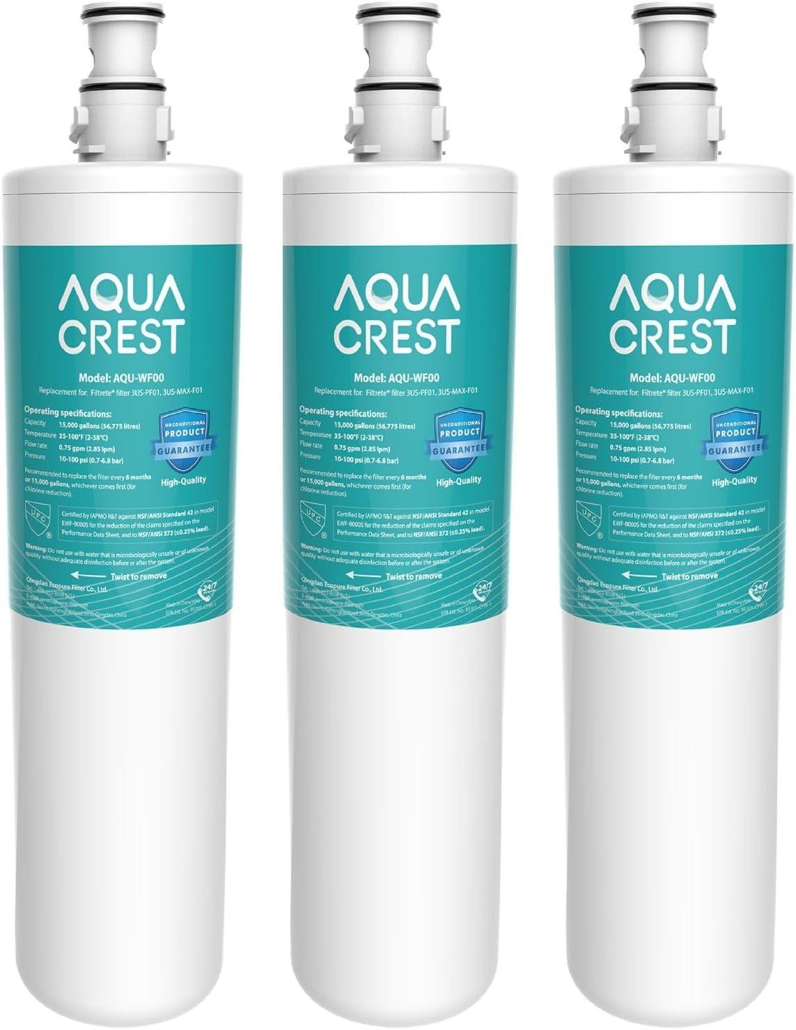 AQUA CREST 3US-AF01 Under Sink Water Filter, Replacement for Standard 3US-AF01, 3US-AS01, Aqua-Pure AP Easy C-CS-FF, WHCF-SRC, WHCF-SUFC, WHCF-SUF Water Filter, NSF/ANSI 42 Certified (Pack of 1)