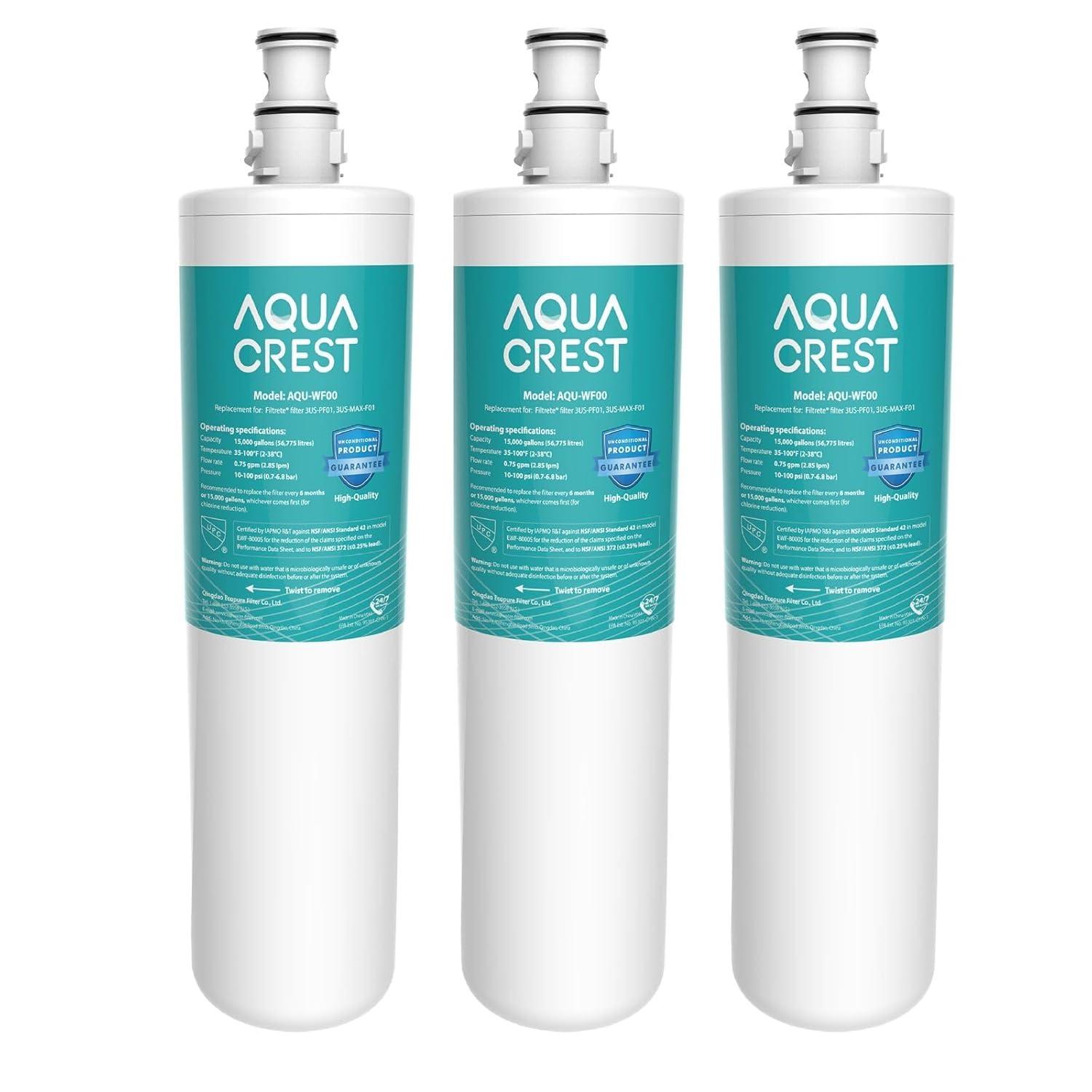 AQUA CREST 3US-AF01 Under Sink Water Filter, Replacement for Standard 3US-AF01, 3US-AS01, Aqua-Pure AP Easy C-CS-FF, WHCF-SRC, WHCF-SUFC, WHCF-SUF Water Filter, NSF/ANSI 42 Certified (Pack of 1)