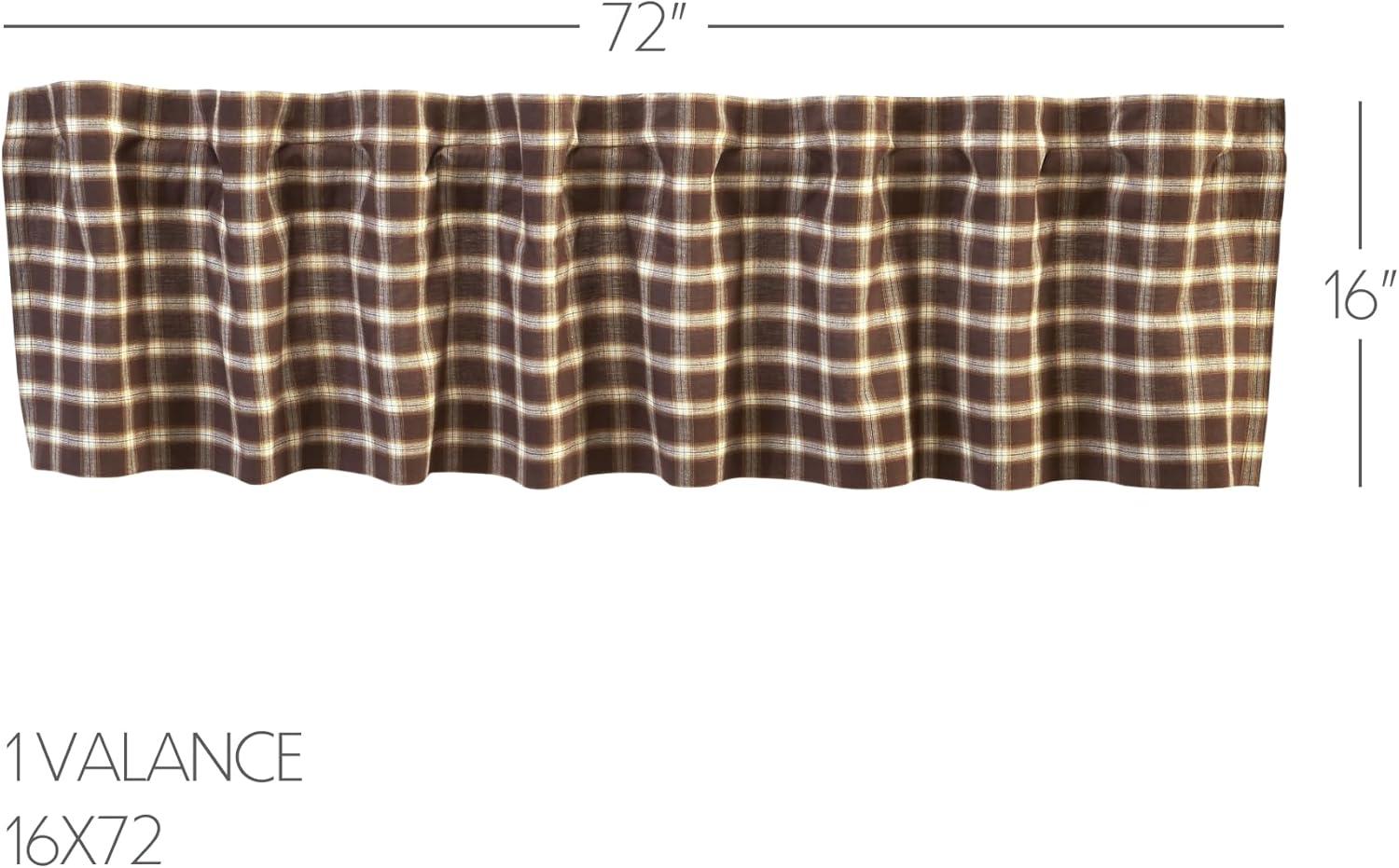 VHC Brands Rustic & Lodge Farmhouse Kitchen Window Curtains-Rory Valance, 16x72, Chocolate Brown