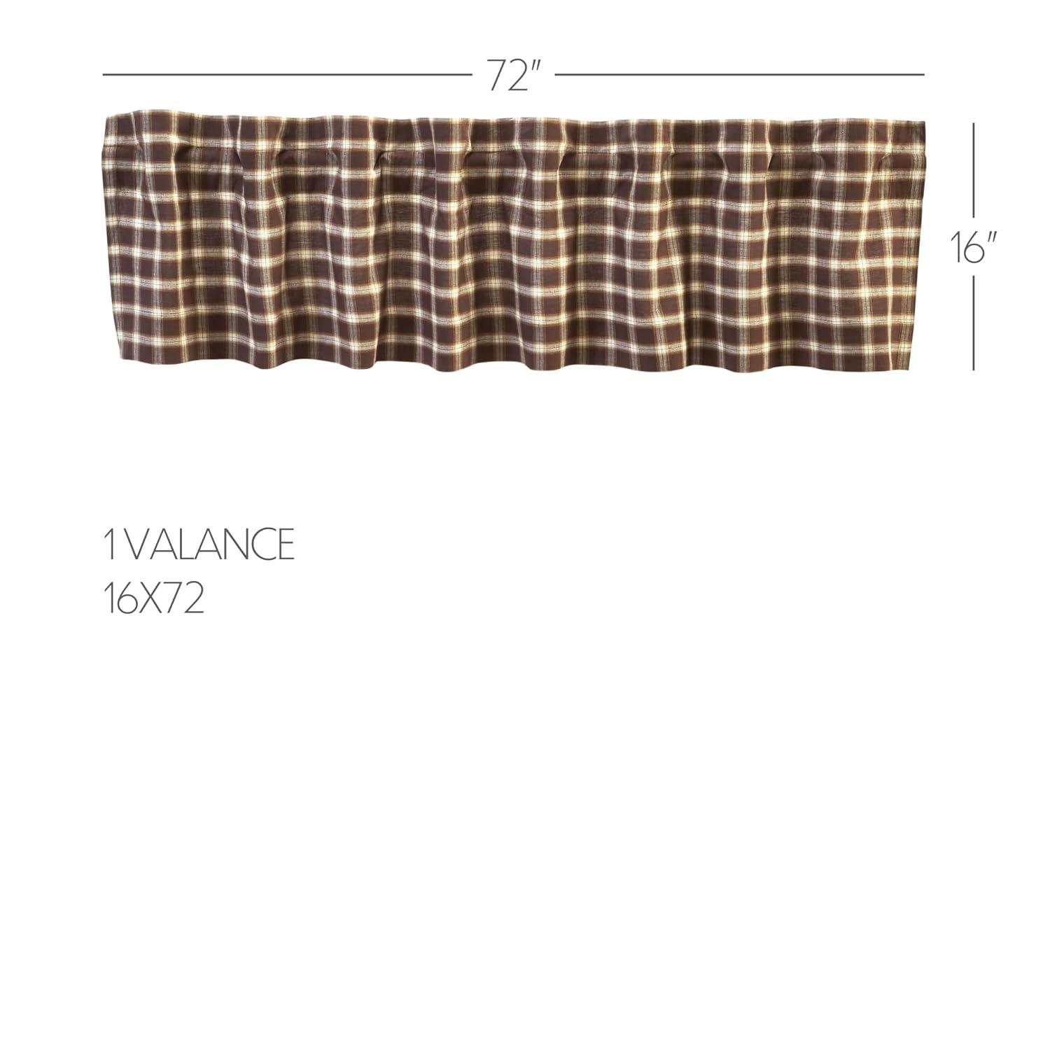 VHC Brands Rustic & Lodge Farmhouse Kitchen Window Curtains-Rory Valance, 16x72, Chocolate Brown