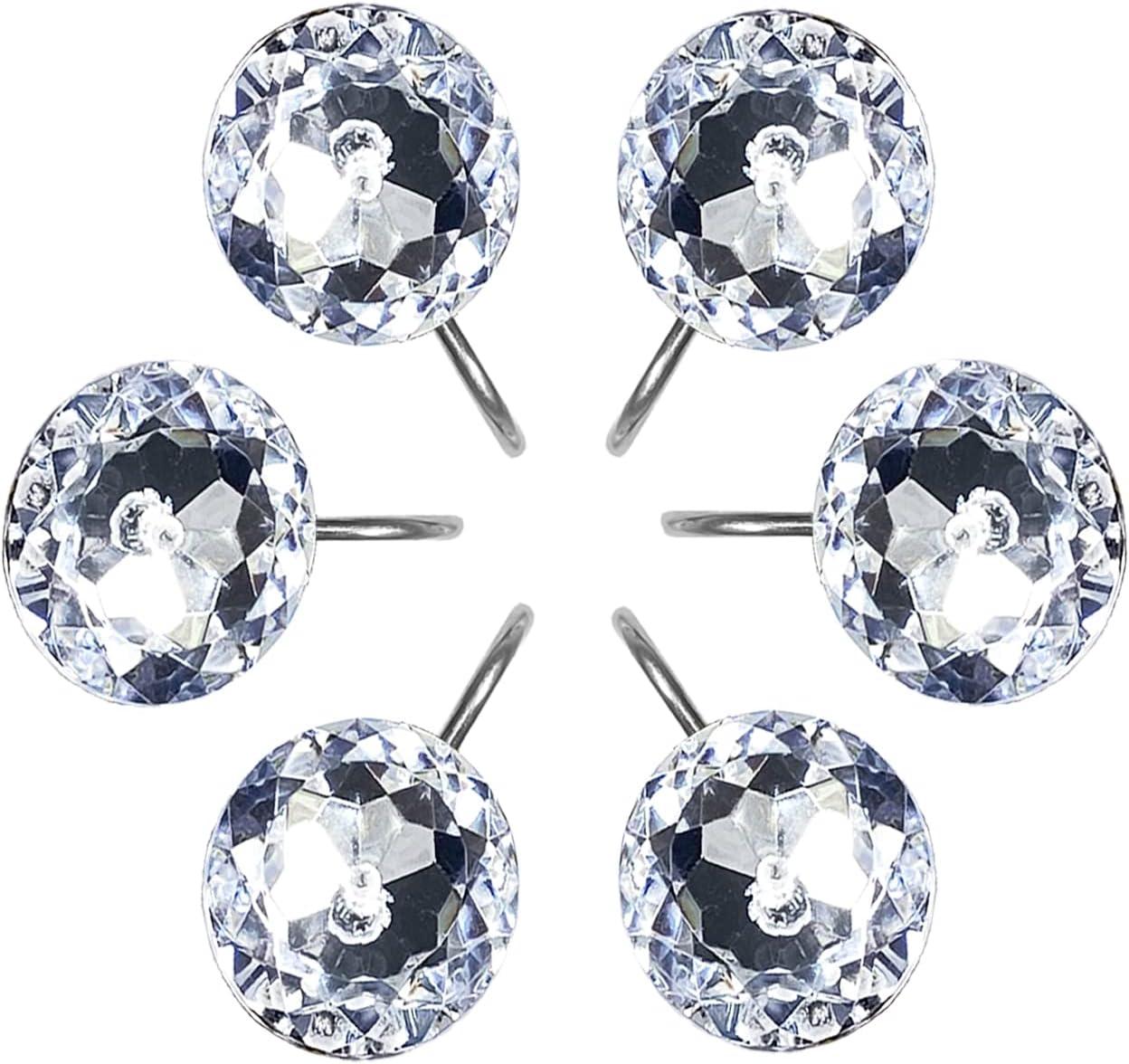 Clear Acrylic Rhinestone Stainless Steel Shower Curtain Hooks Set