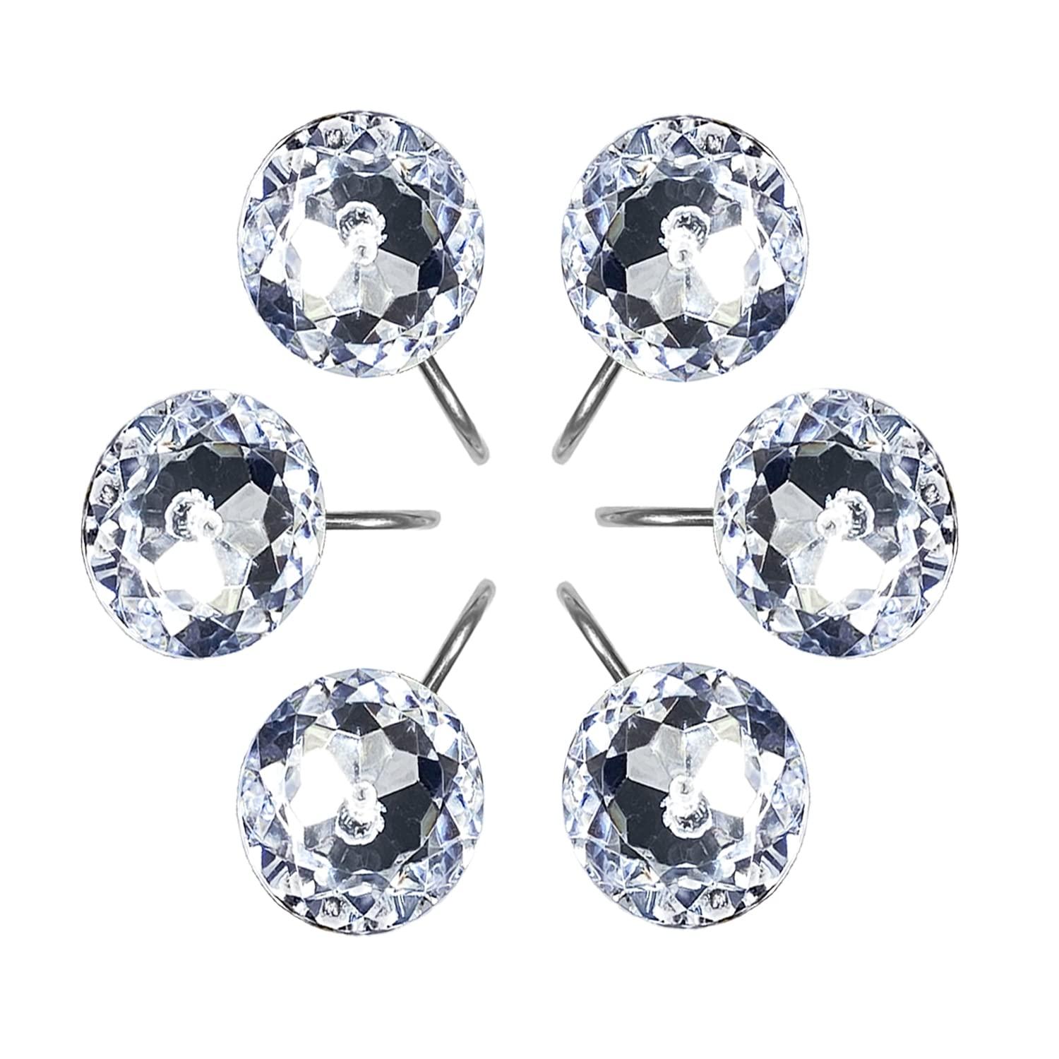 Clear Acrylic Rhinestone Stainless Steel Shower Curtain Hooks Set