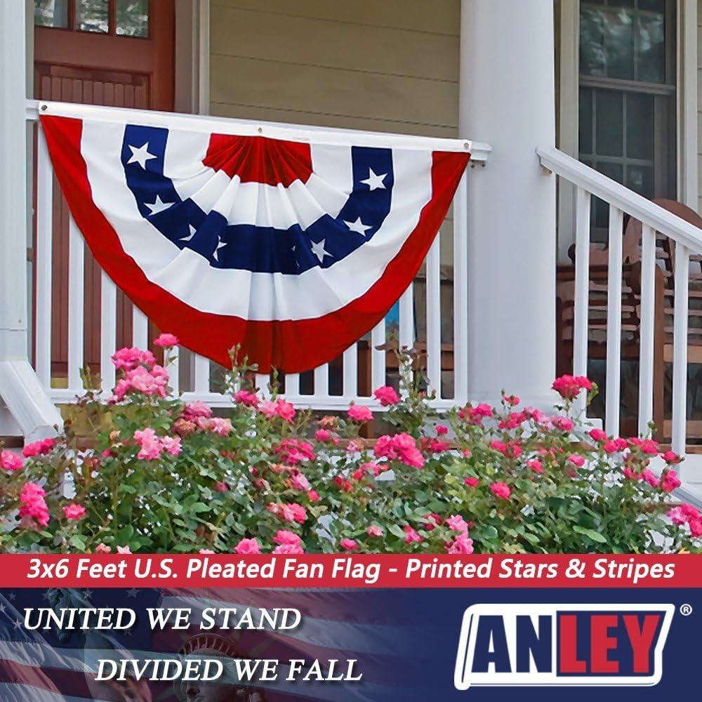 Anley USA Pleated Fan Flag, 3x6 Ft American US Bunting Flags - United States 3 x 6 Feet Half Fan Banner (1 Pack)