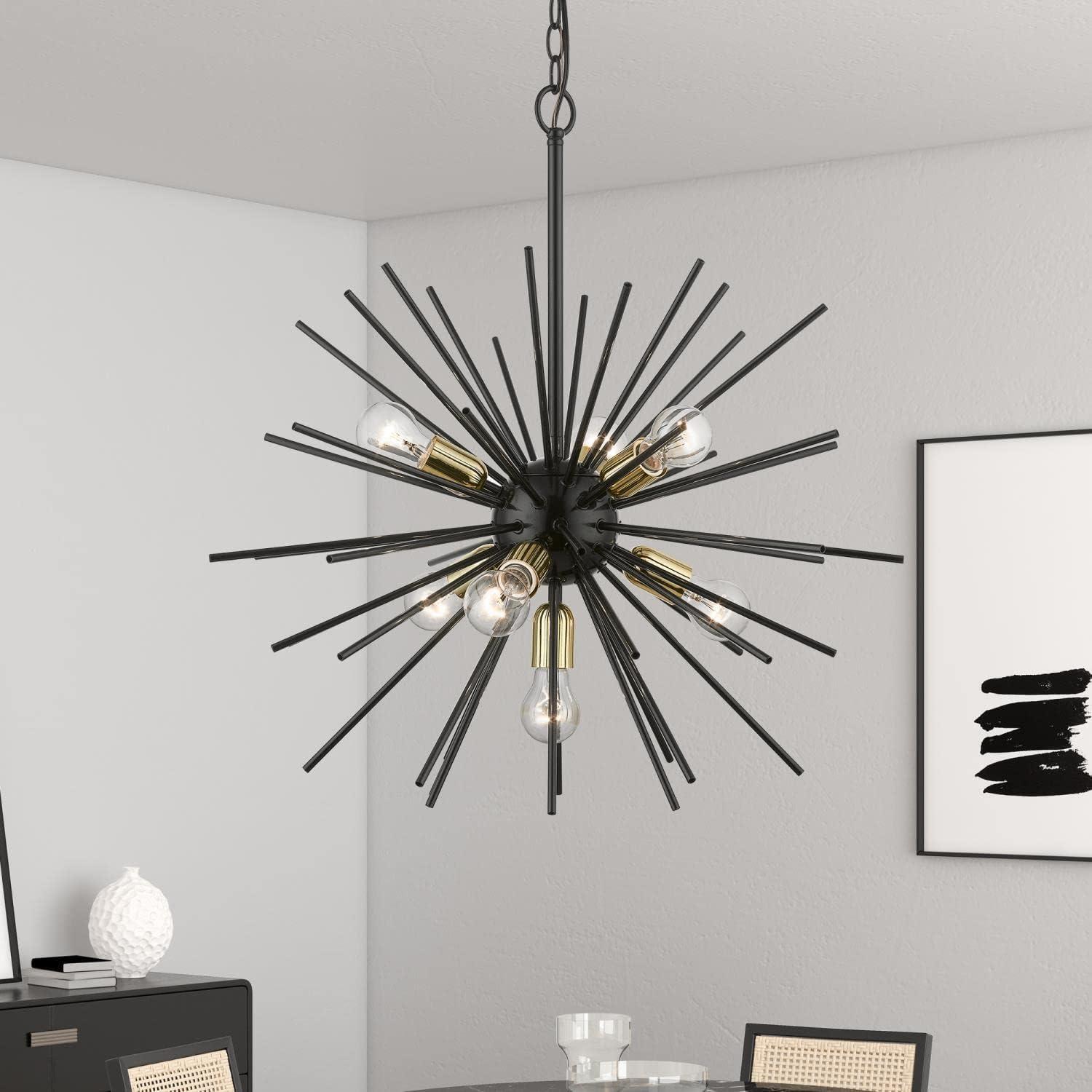 Livex Lighting Tribeca 7 - Light Pendant in  Shiny Black/Polished Brass