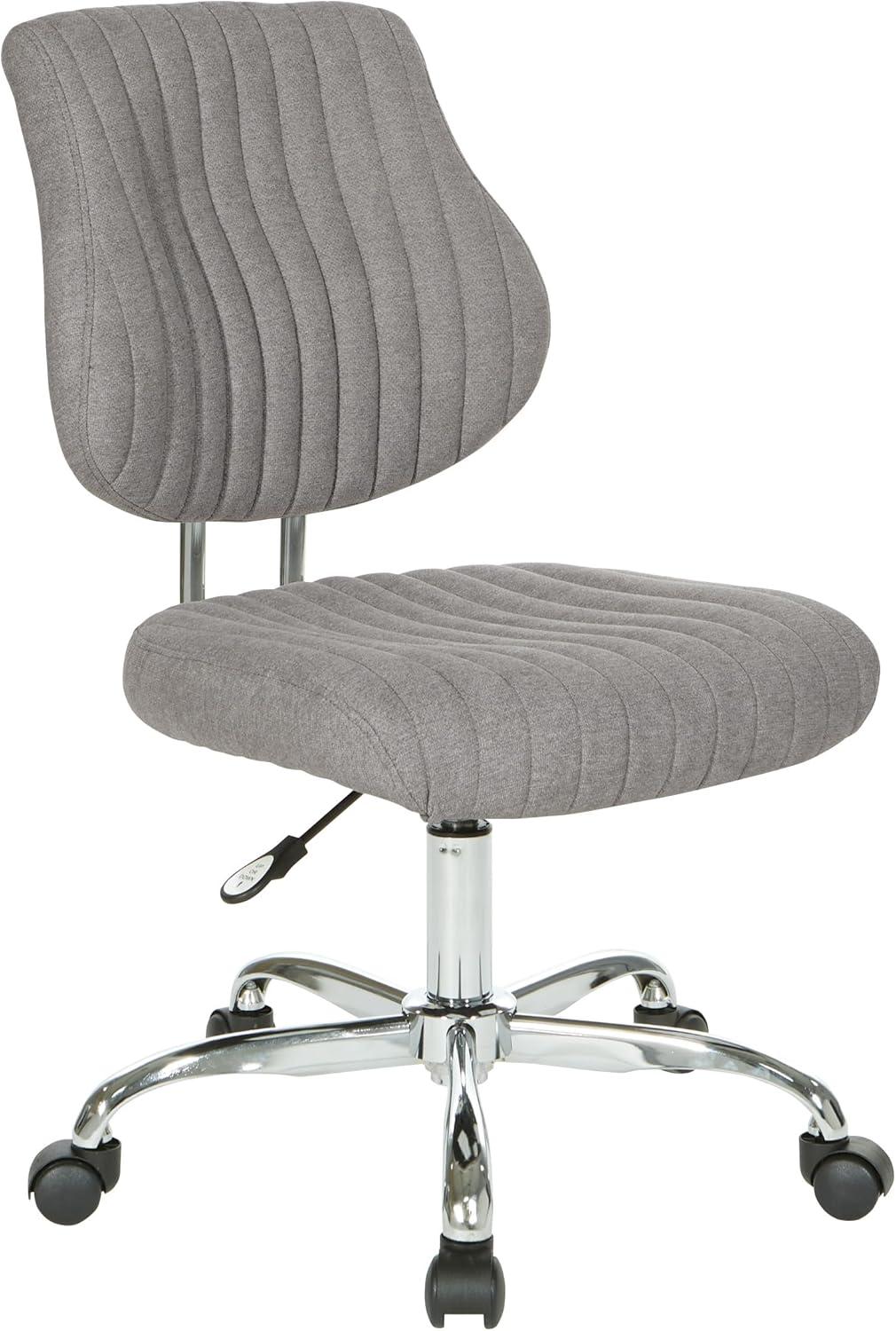 Fog Gray Ergonomic Armless Swivel Office Chair with Chrome Base