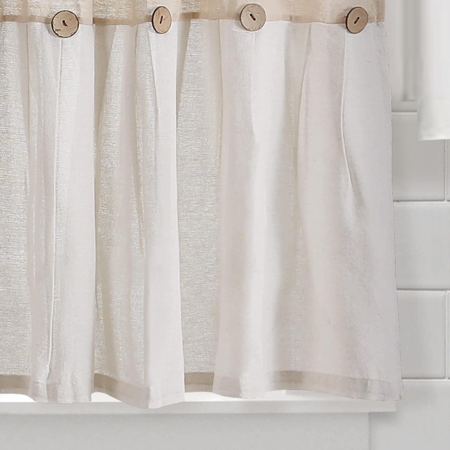 Linen Button Kitchen Tier Curtain Panels Linen 29X24 Set