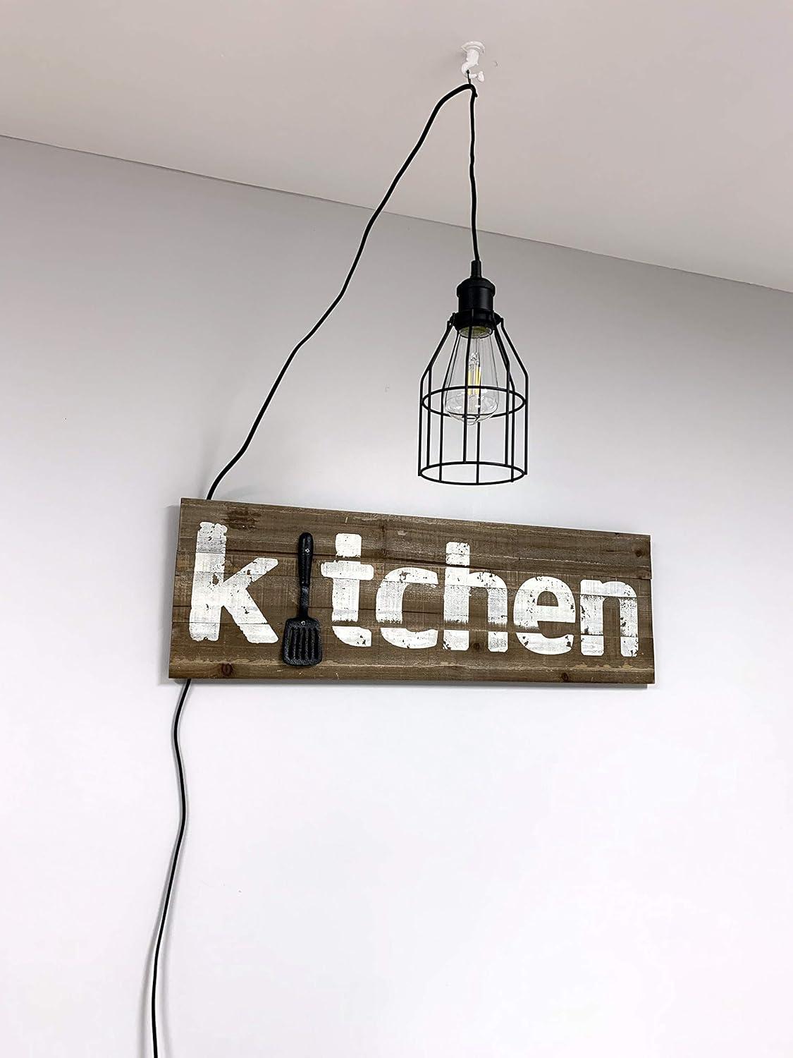 Industrial Hanging Pendant Light with Plug in Cord, Vintage Wire Cage Lamp for Kitchen Island Dining Room Farmhouse, 15 Cord with On Off Switch (Matte Black)