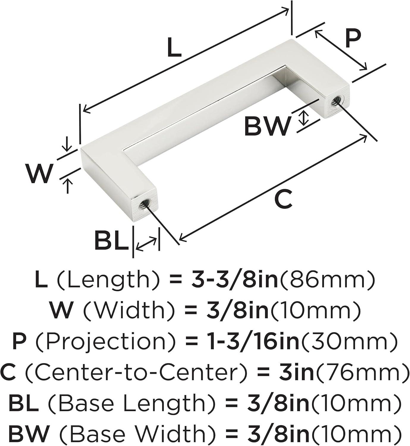 Amerock Monument 3 inch (76mm) Center-to-Center Polished Nickel Cabinet Pull