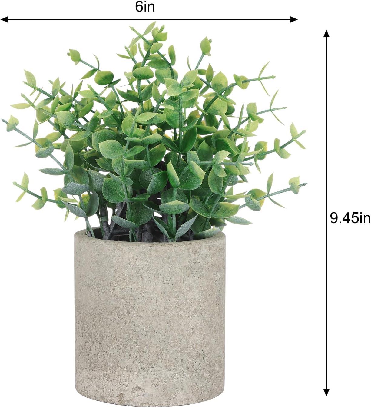 2 Pack Small Fake Plants Eucalyptus Potted Artificial Plants for Shelf Desk Home Bathroom Farmhouse Room Coffee Table Decor