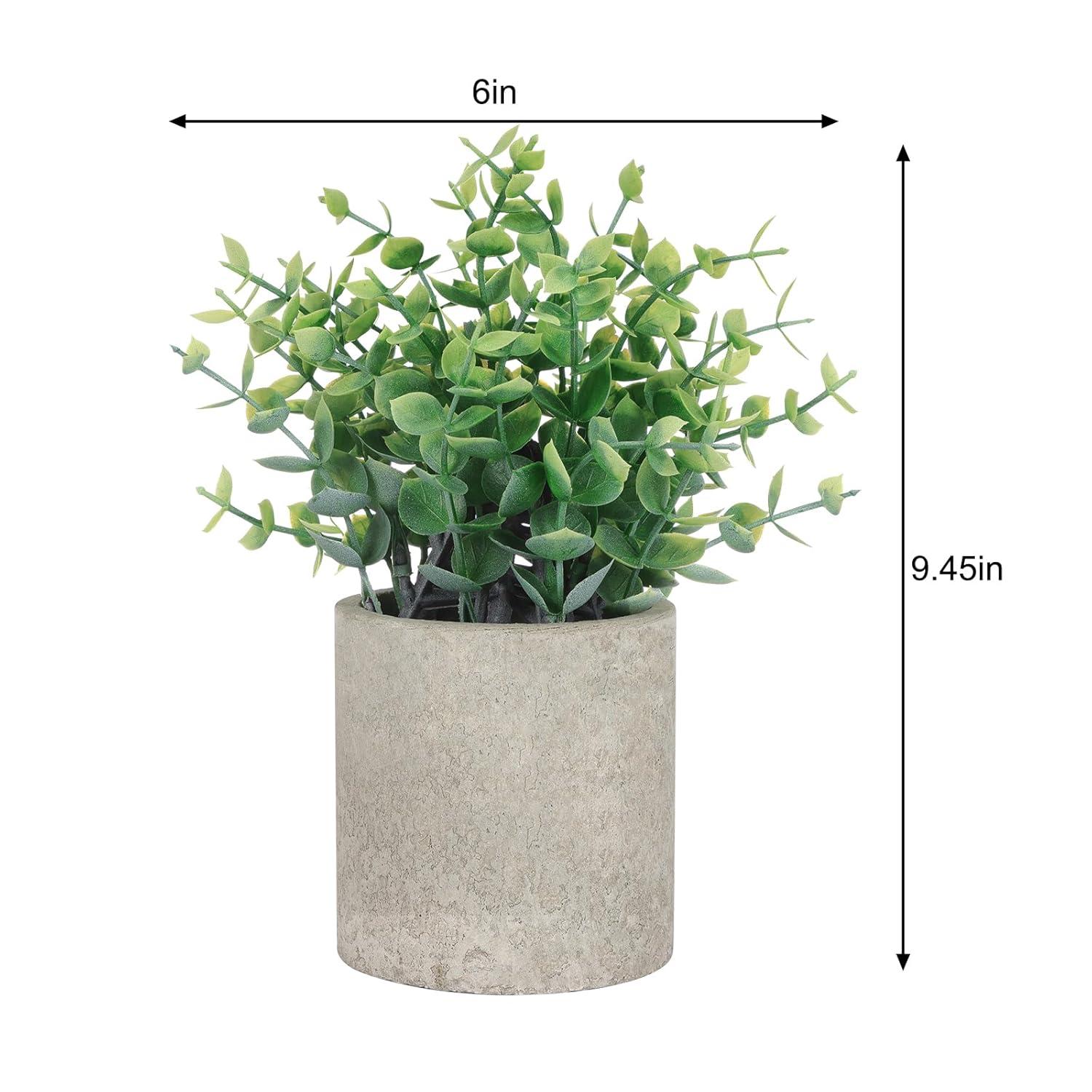 2 Pack Small Fake Plants Eucalyptus Potted Artificial Plants for Shelf Desk Home Bathroom Farmhouse Room Coffee Table Decor