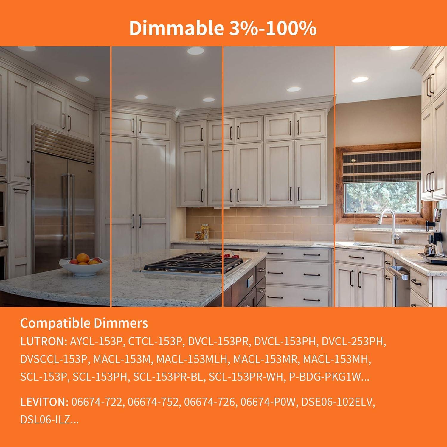 6-Inch Ultra-Thin Dimmable LED Recessed Ceiling Light Pack