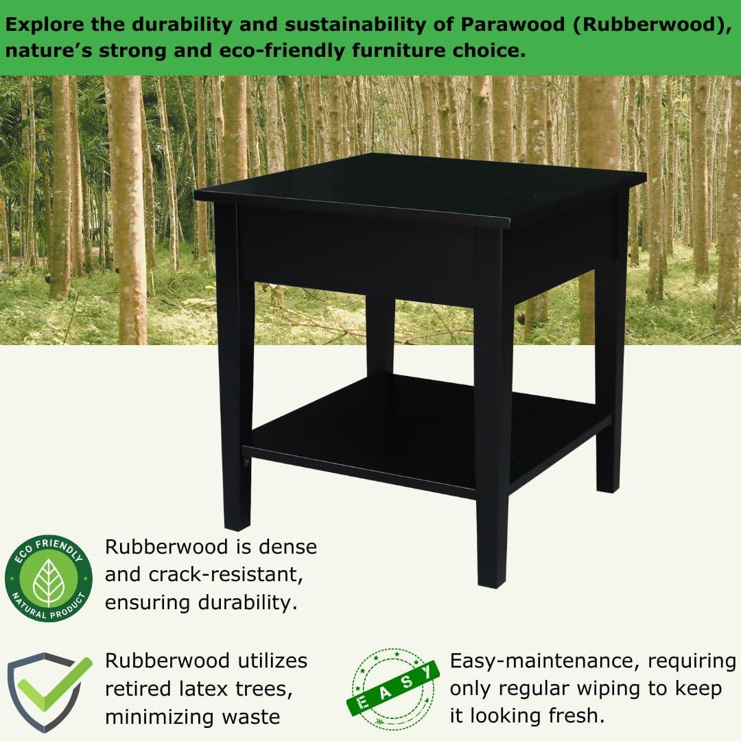 International Concepts Spencer End Table Black: Modern Square Design, Hardwood Frame, 24x24 Size, Spot Clean
