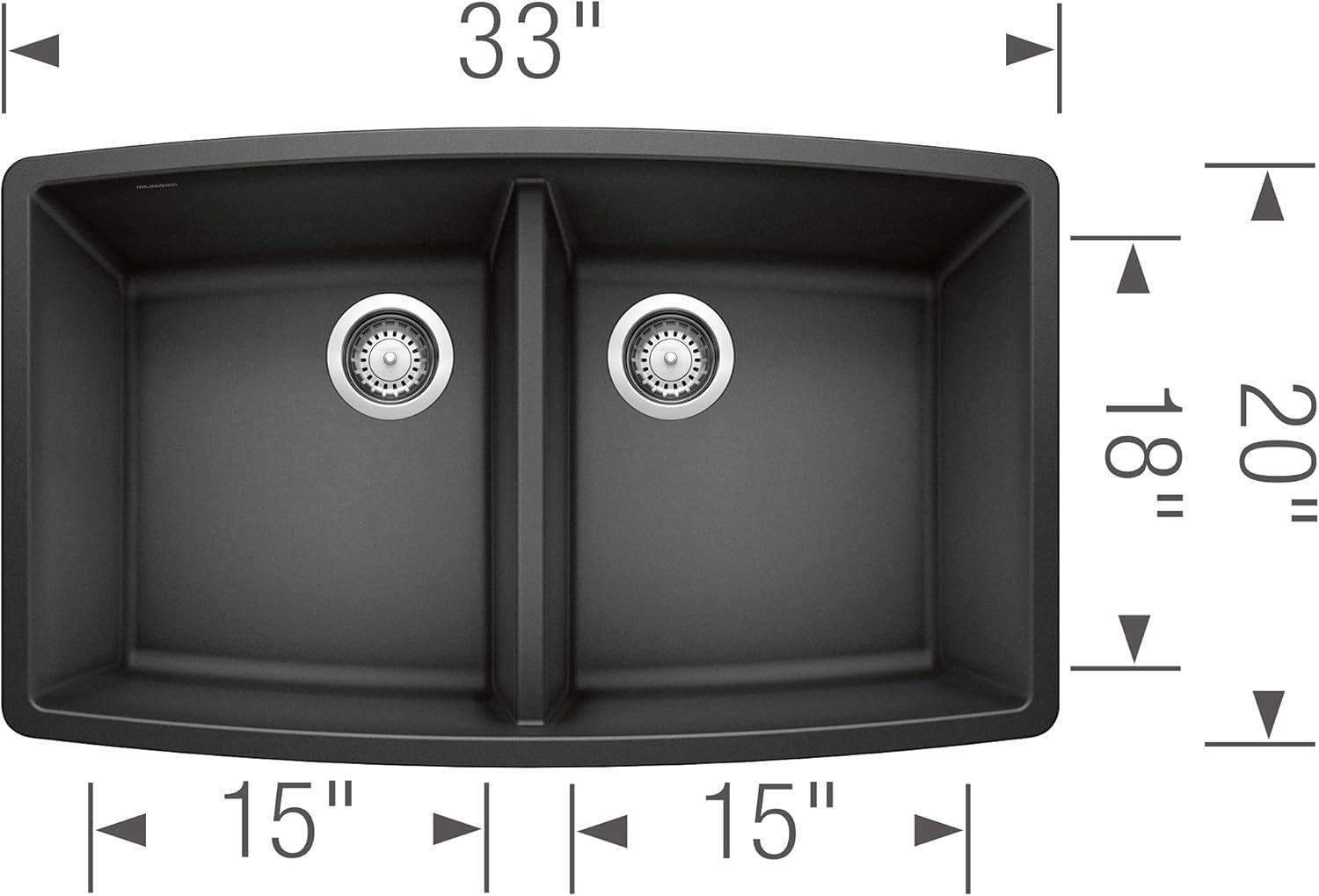 Performa SILGRANIT 33" L x 19" W Double Bowl Undermount Kitchen Sink
