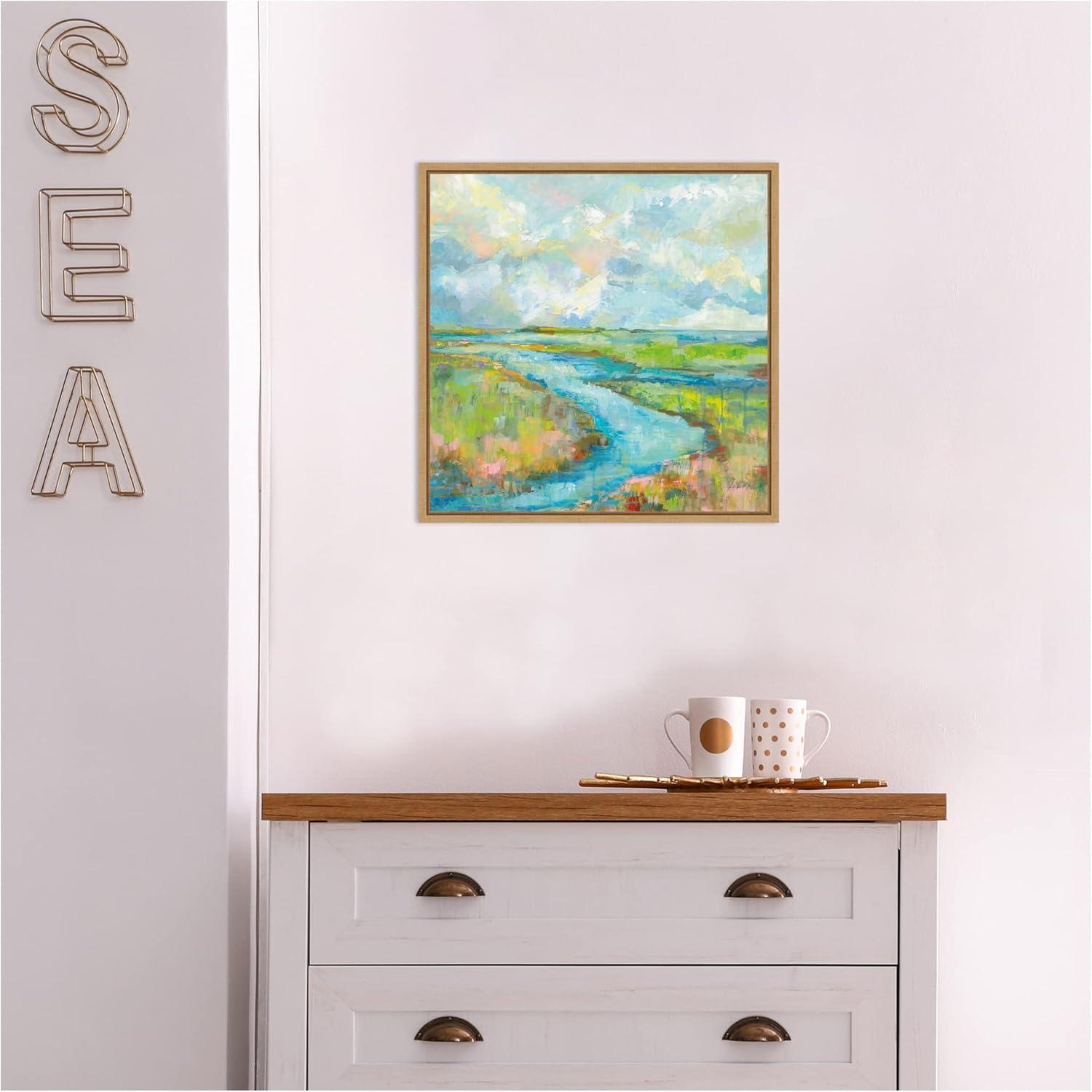 Amanti Art Marsh (Stream) by Jeanette Vertentes Canvas Wall Art Print Framed 16 x 16-in.